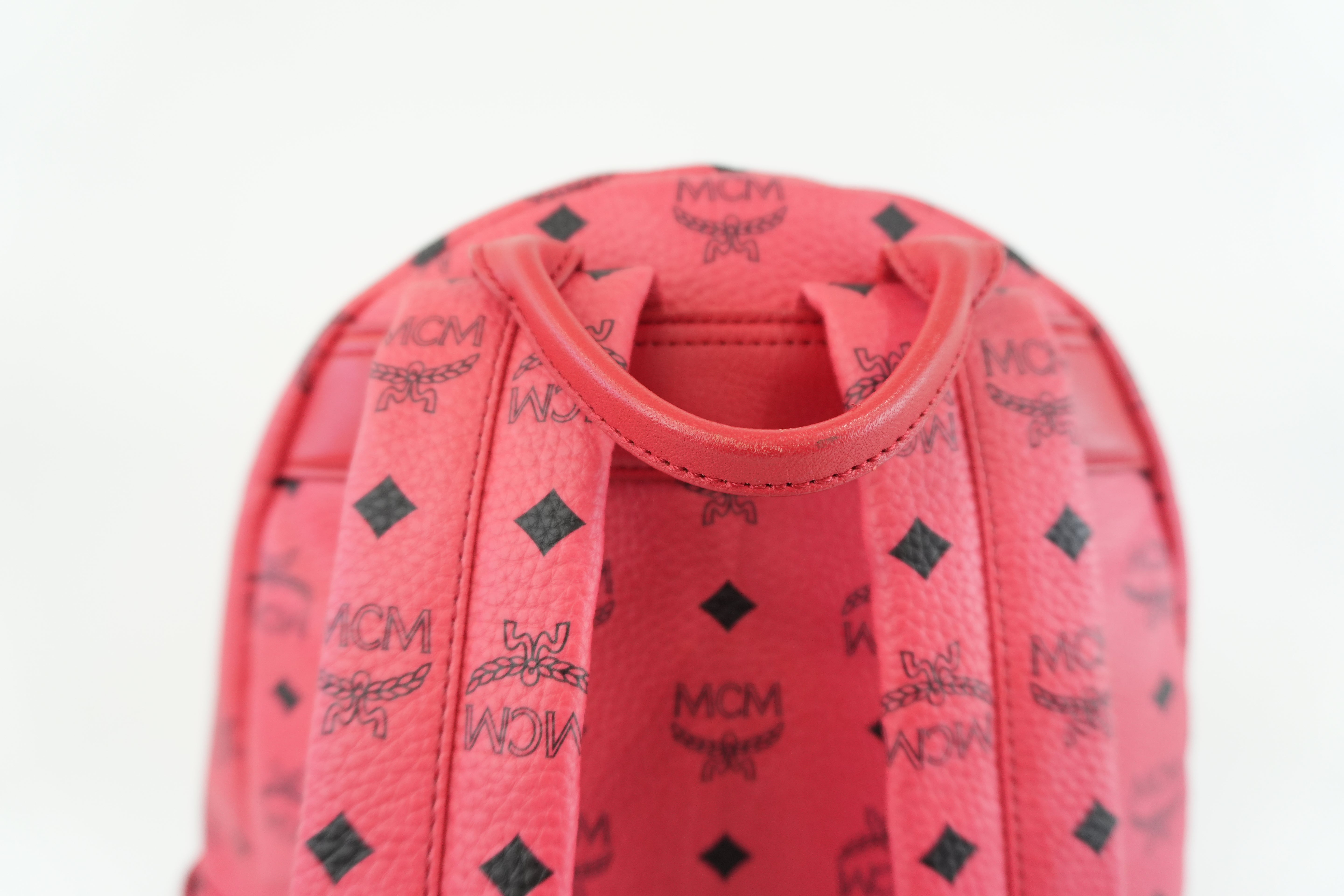 MCM Backpack Red Pink Canvas Used