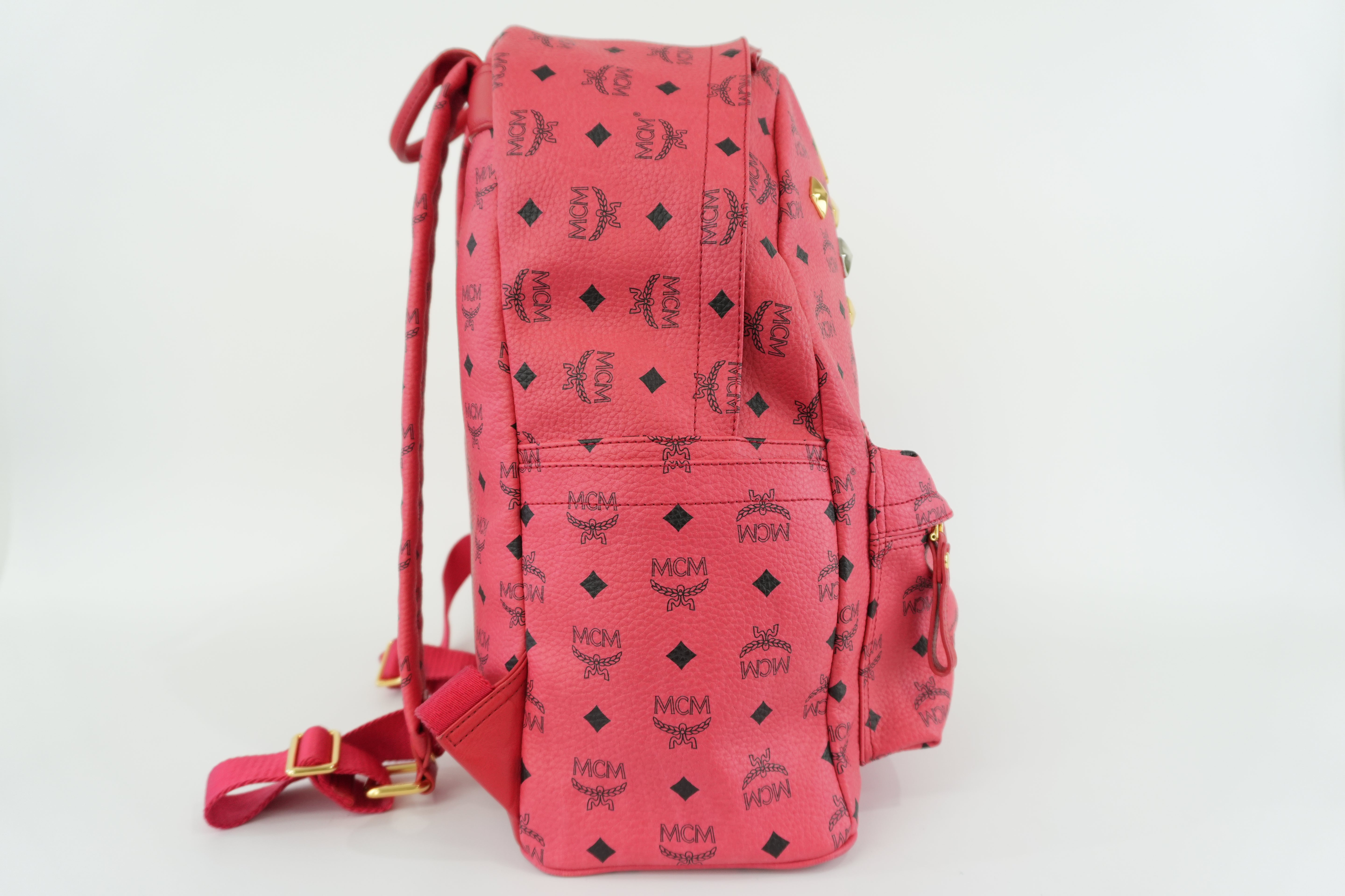 MCM Backpack Red Pink Canvas Used