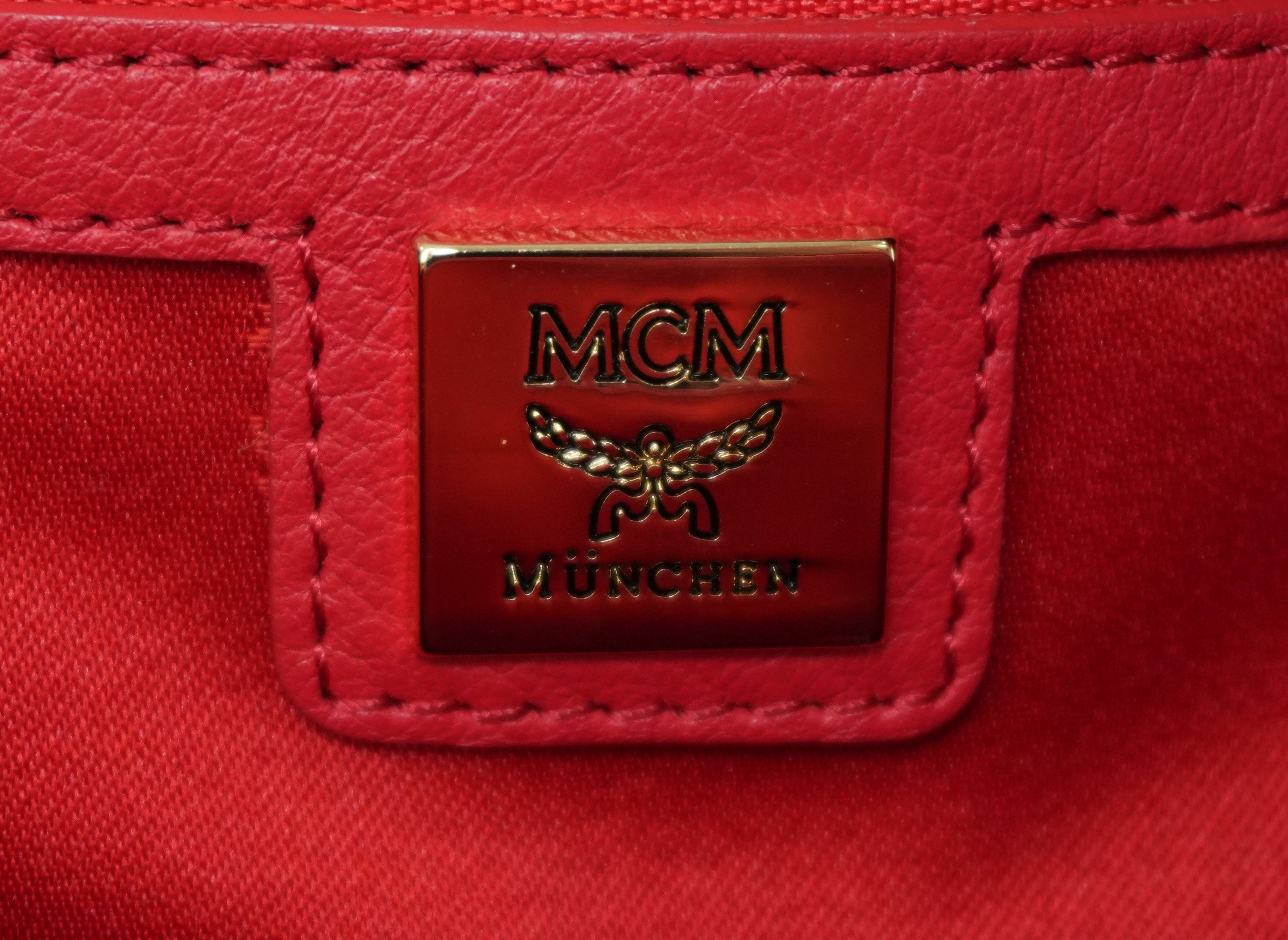 MCM Backpack Red Pink Canvas Used