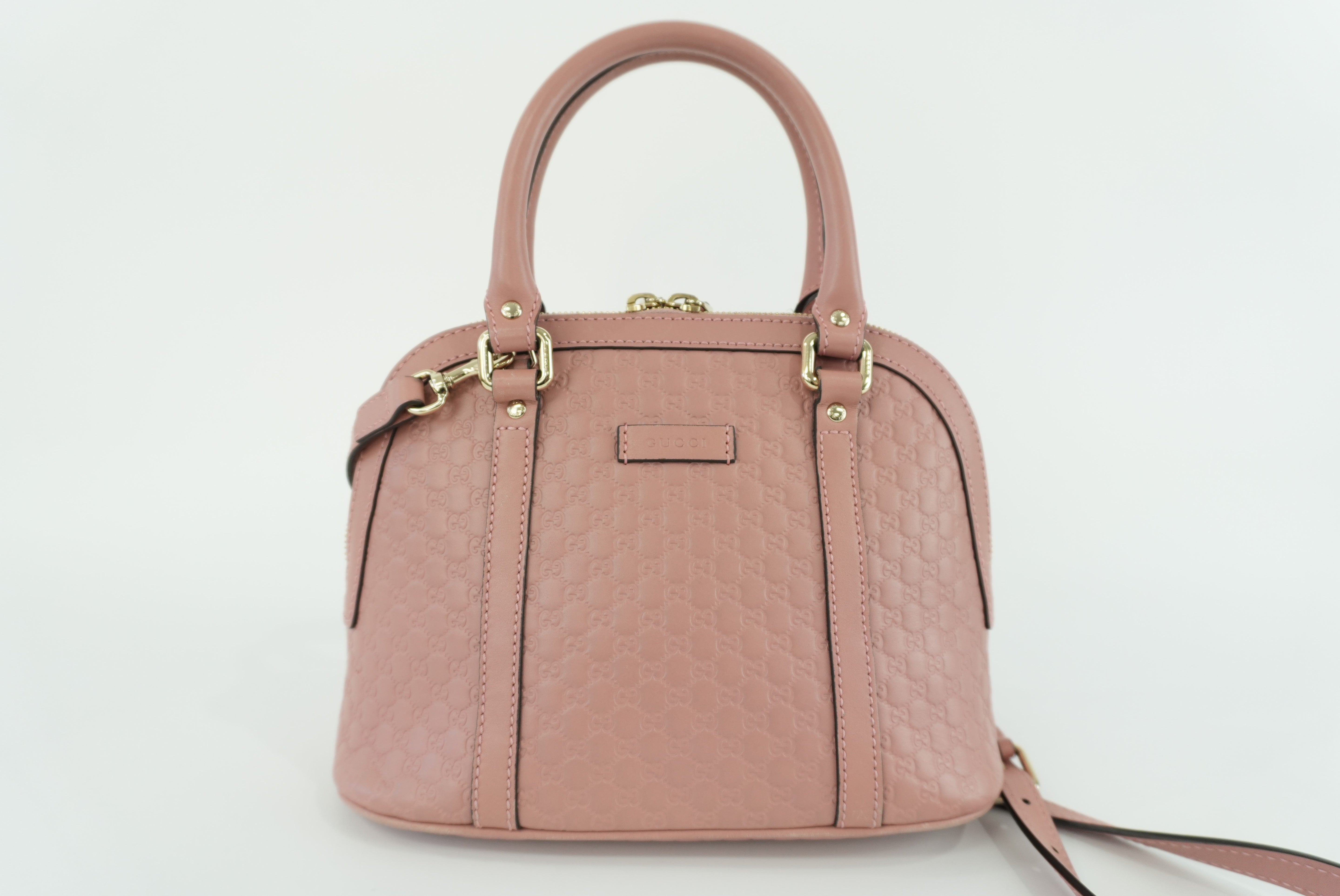 Gucci Microguccisima Shoulder Bag Pink Leather Used