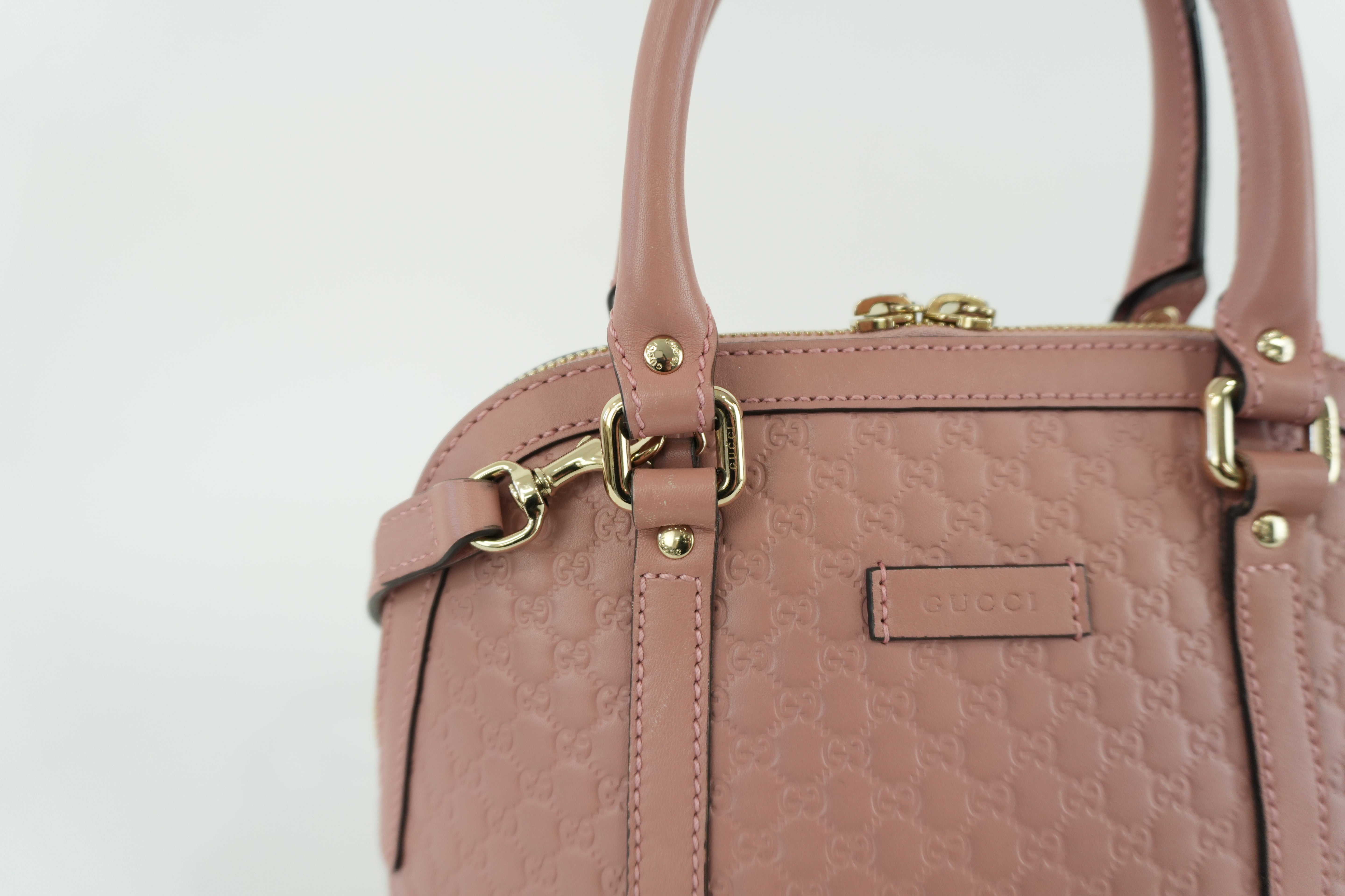 Gucci Microguccisima Shoulder Bag Pink Leather Used