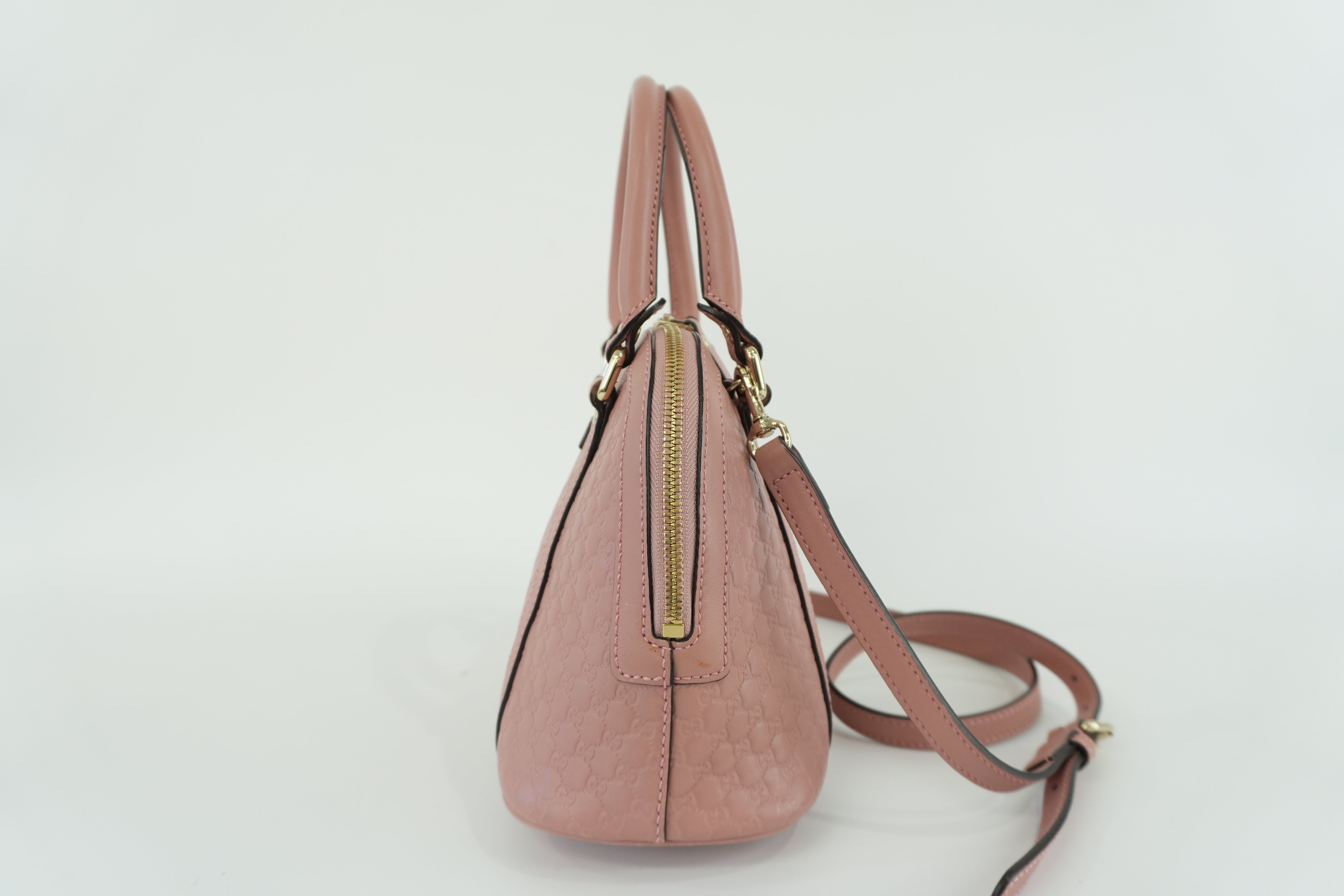 Gucci Microguccisima Shoulder Bag Pink Leather Used