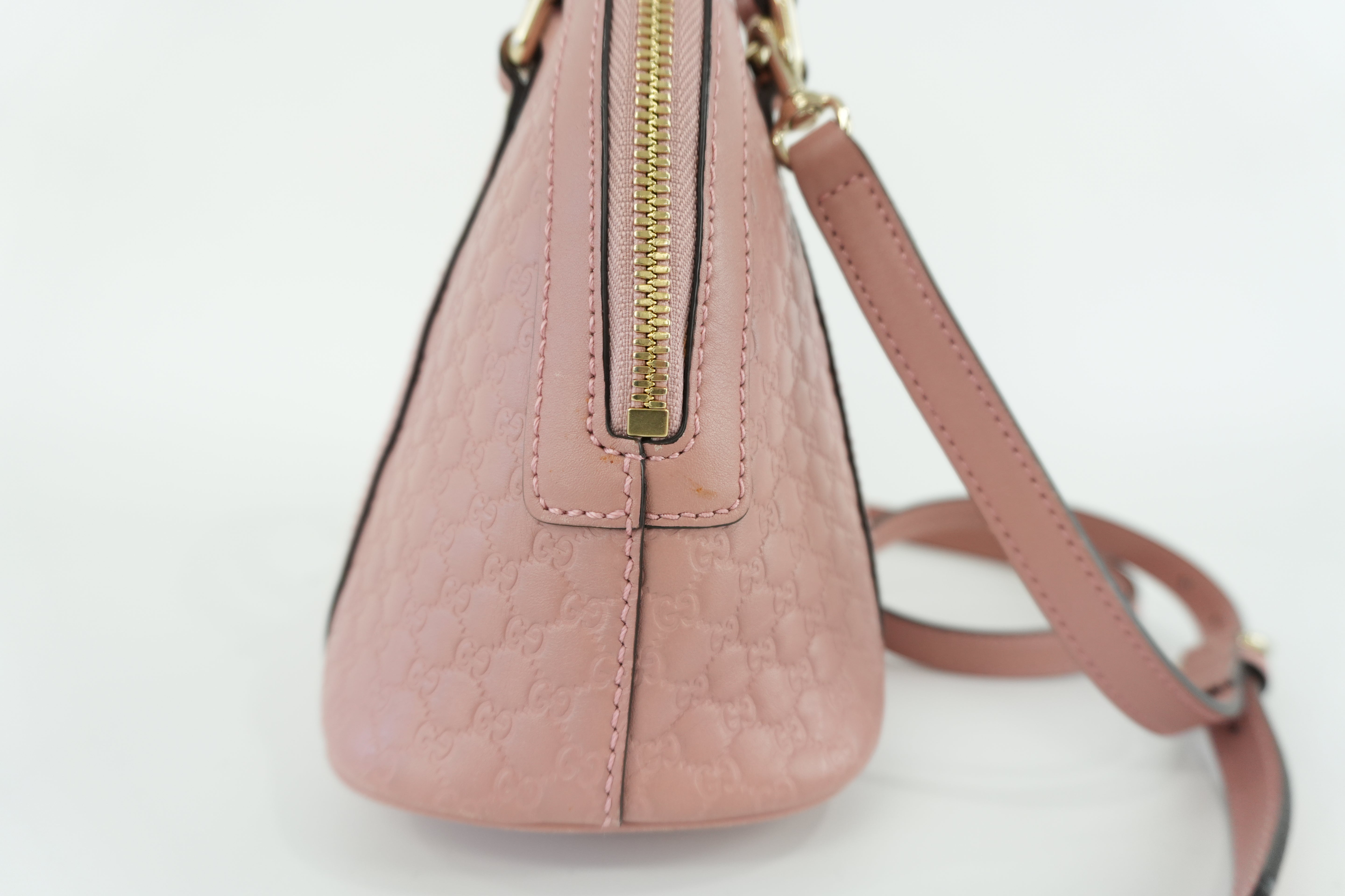 Gucci Microguccisima Shoulder Bag Pink Leather Used