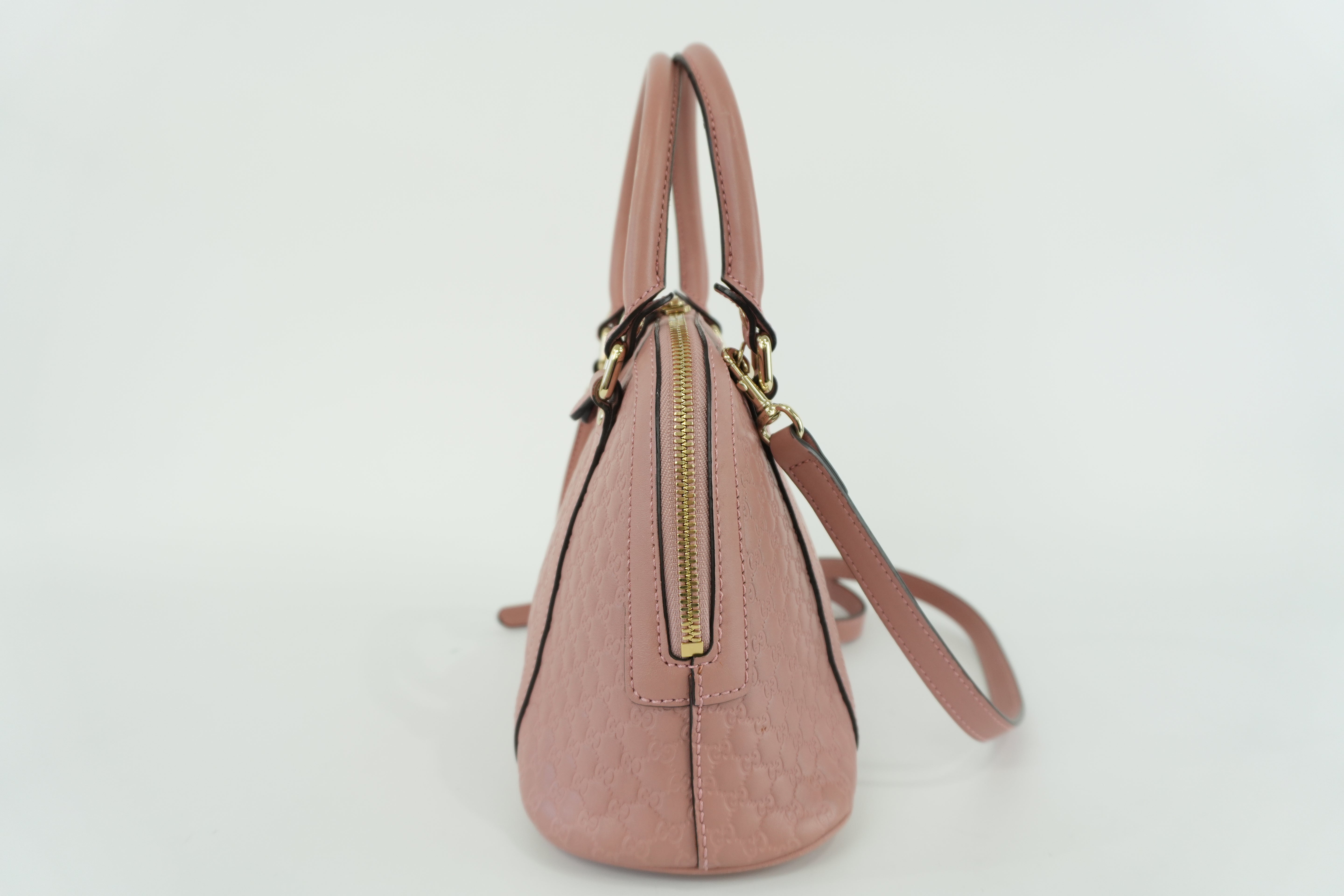 Gucci Microguccisima Shoulder Bag Pink Leather Used