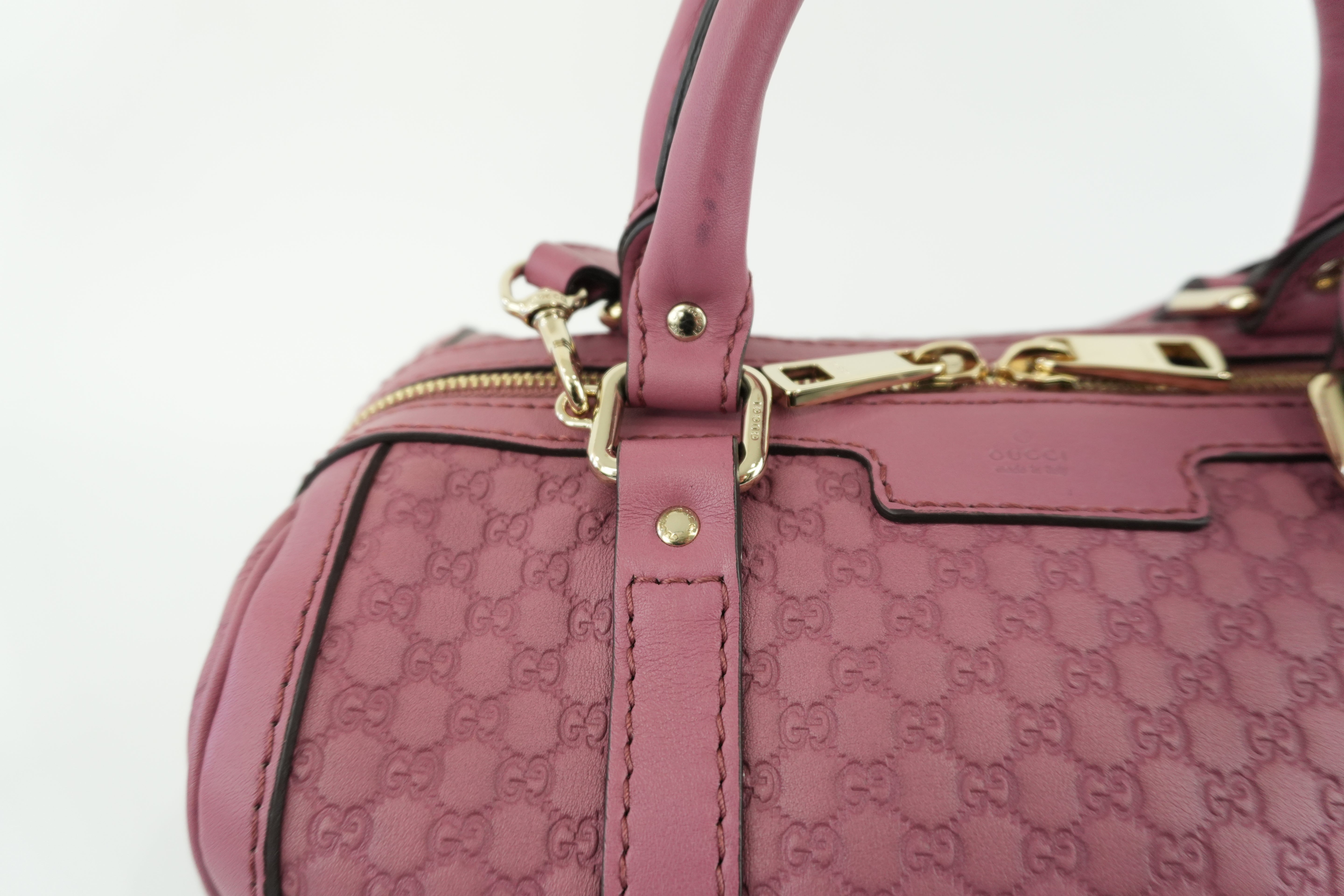 Gucci Microguccisima Shoulder Bag Leather Pink Used