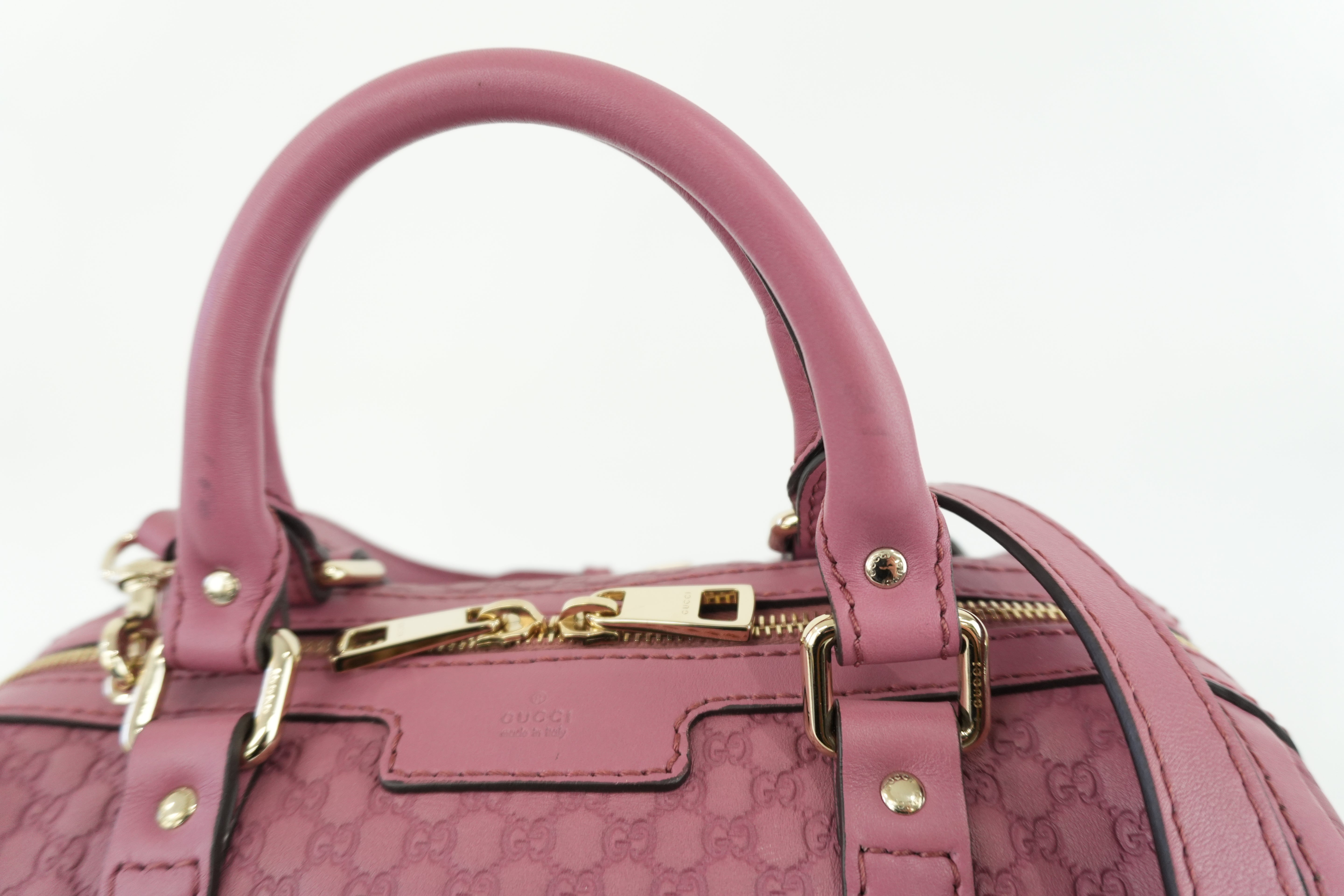 Gucci Microguccisima Shoulder Bag Leather Pink Used