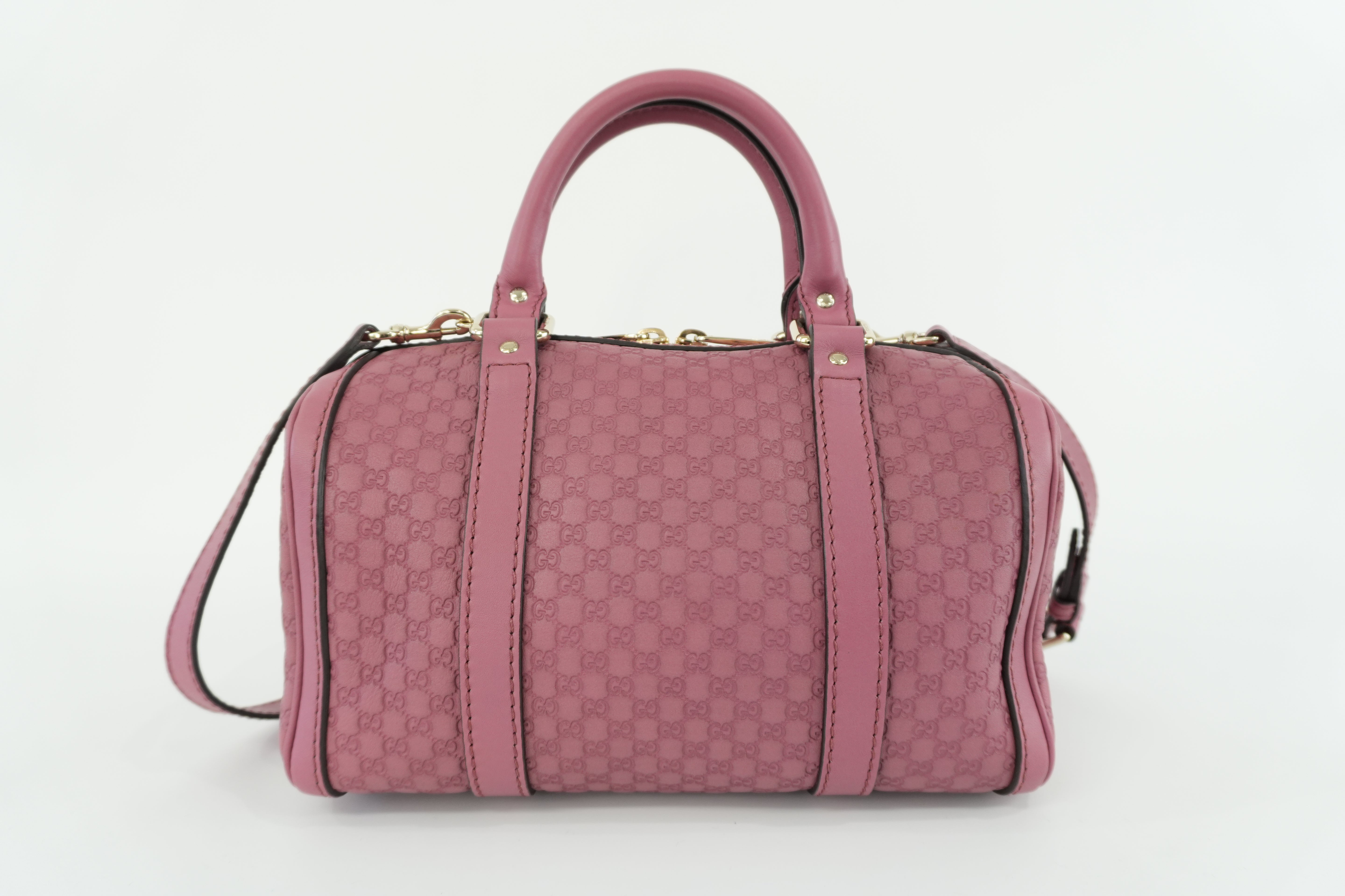 Gucci Microguccisima Shoulder Bag Leather Pink Used