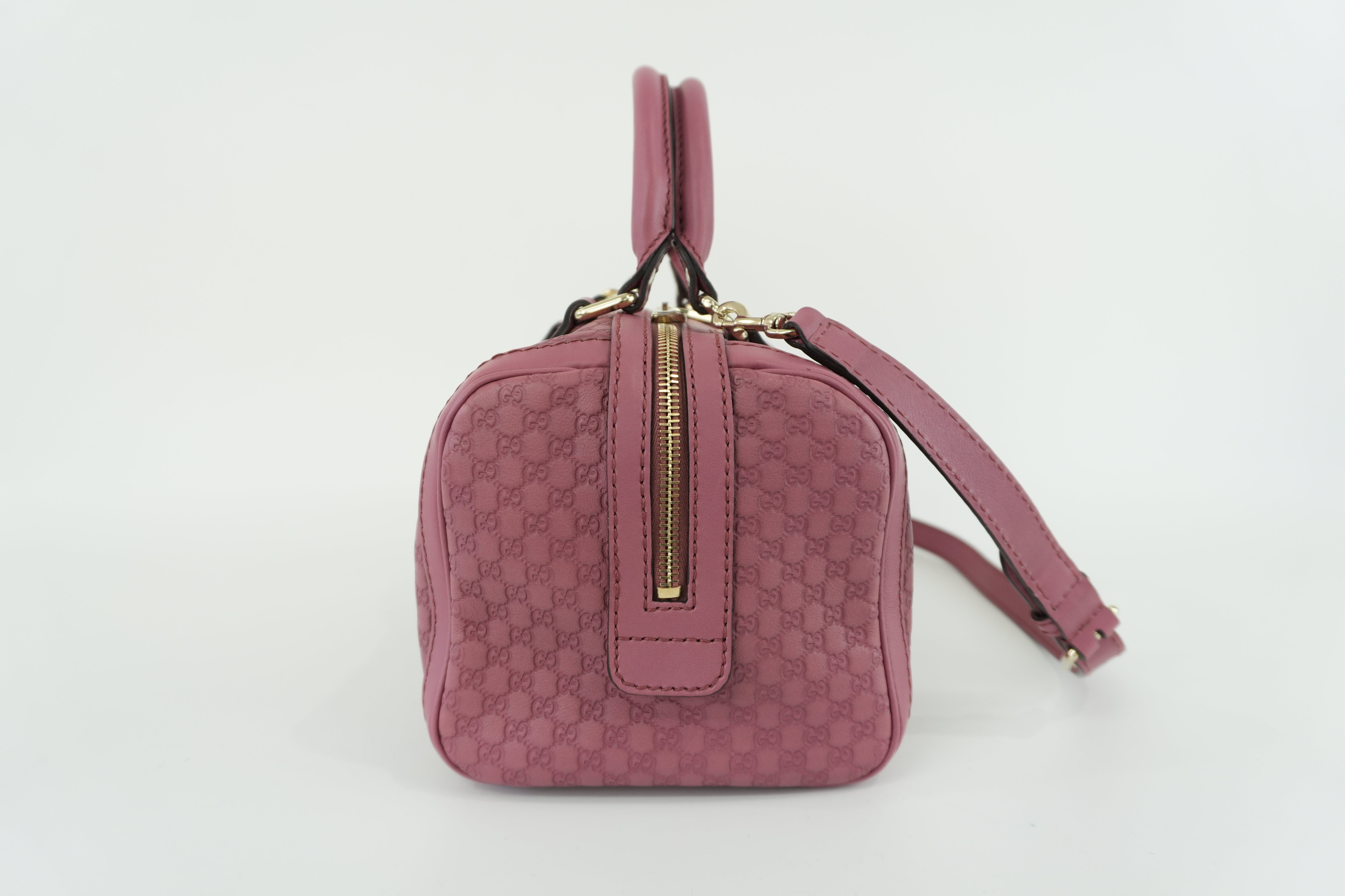 Gucci Microguccisima Shoulder Bag Leather Pink Used