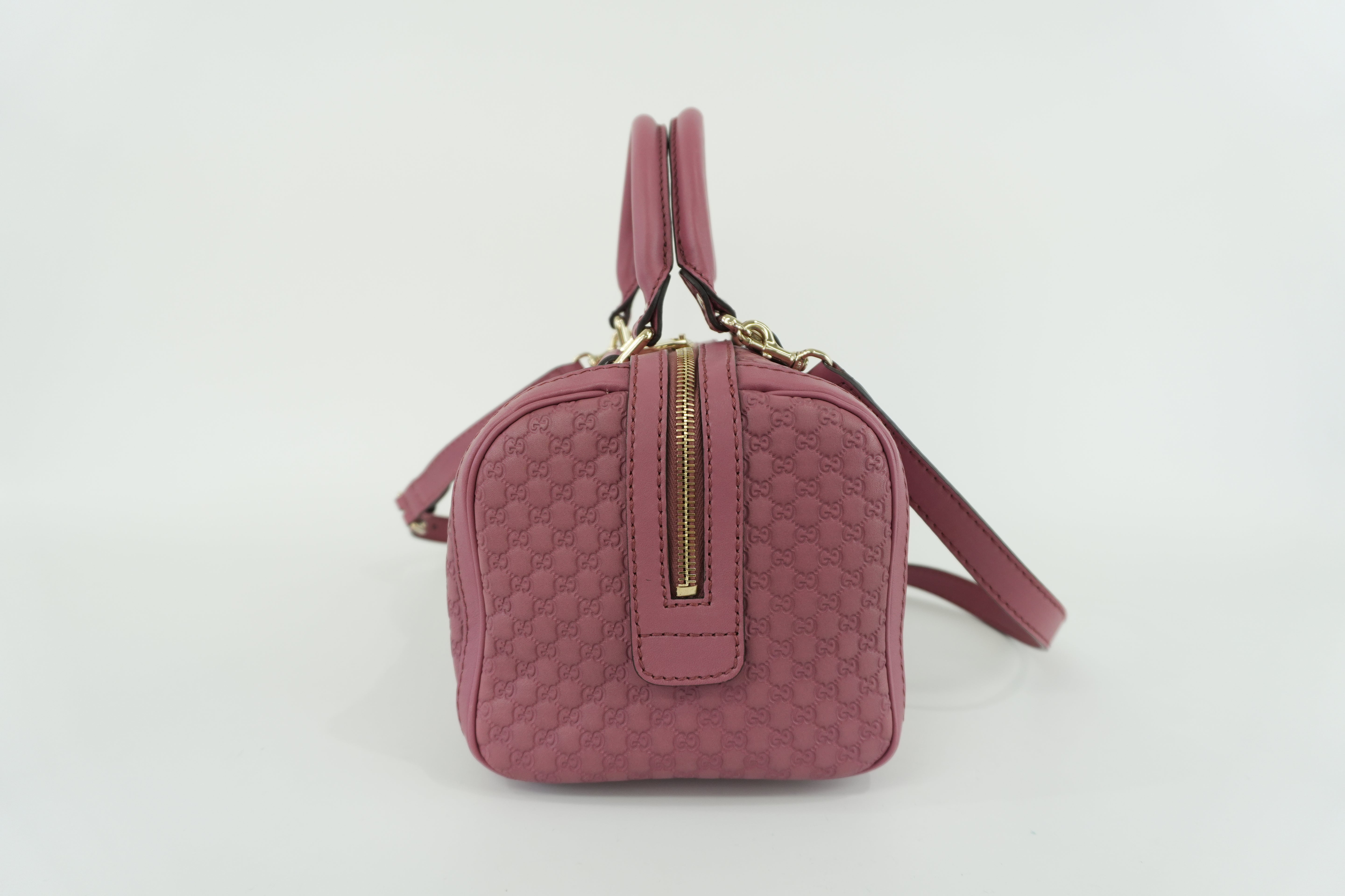 Gucci Microguccisima Shoulder Bag Leather Pink Used