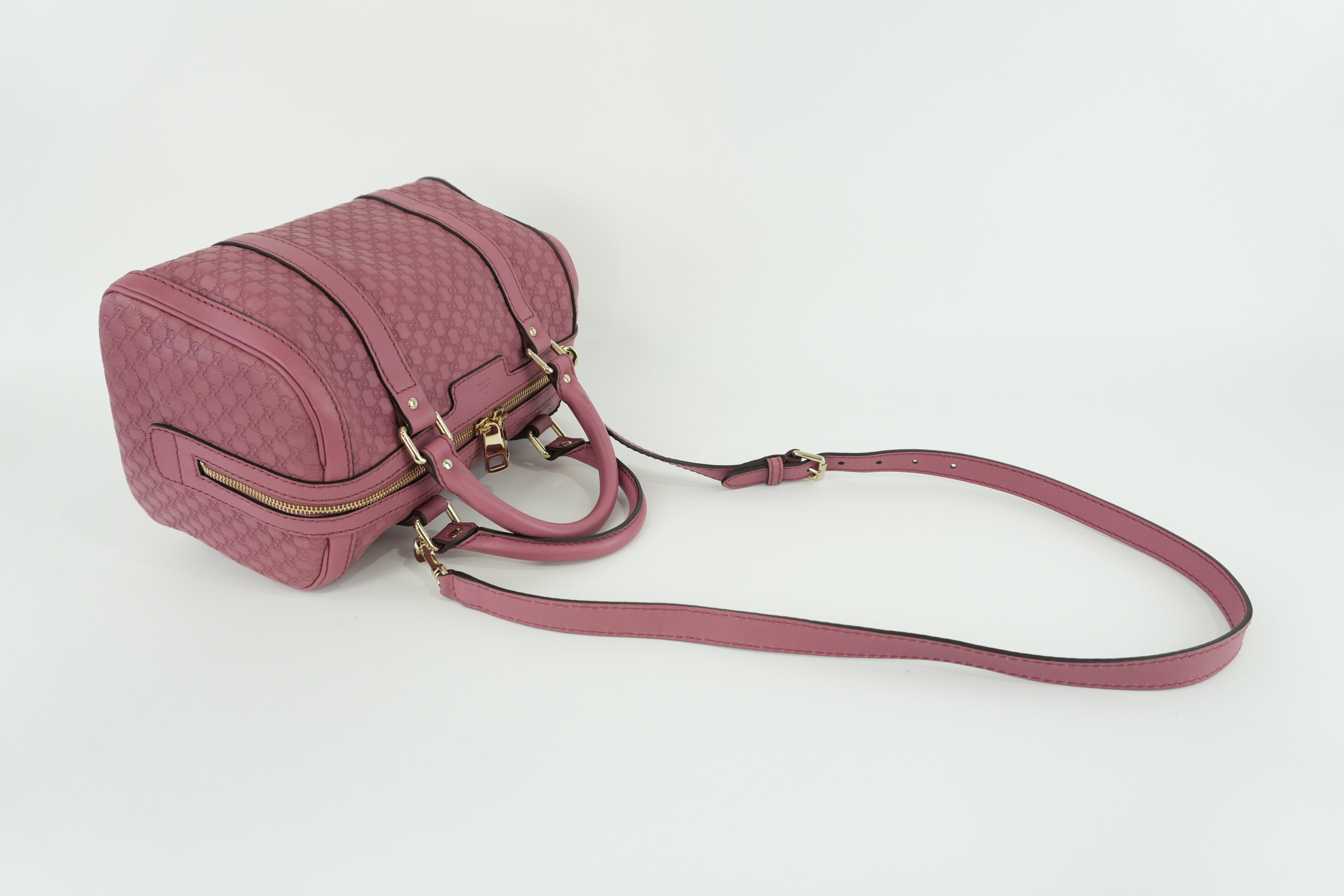 Gucci Microguccisima Shoulder Bag Leather Pink Used