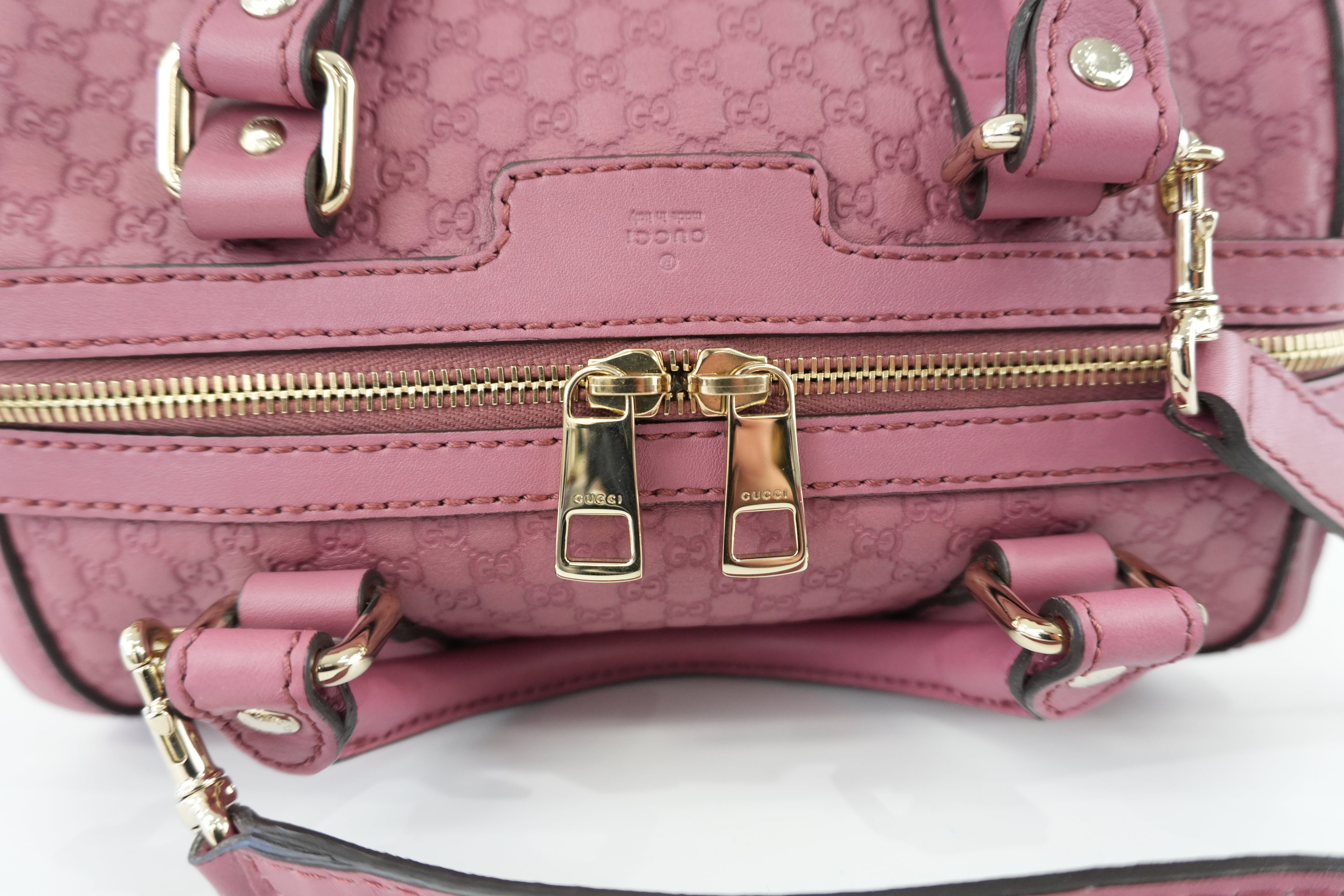 Gucci Microguccisima Shoulder Bag Leather Pink Used