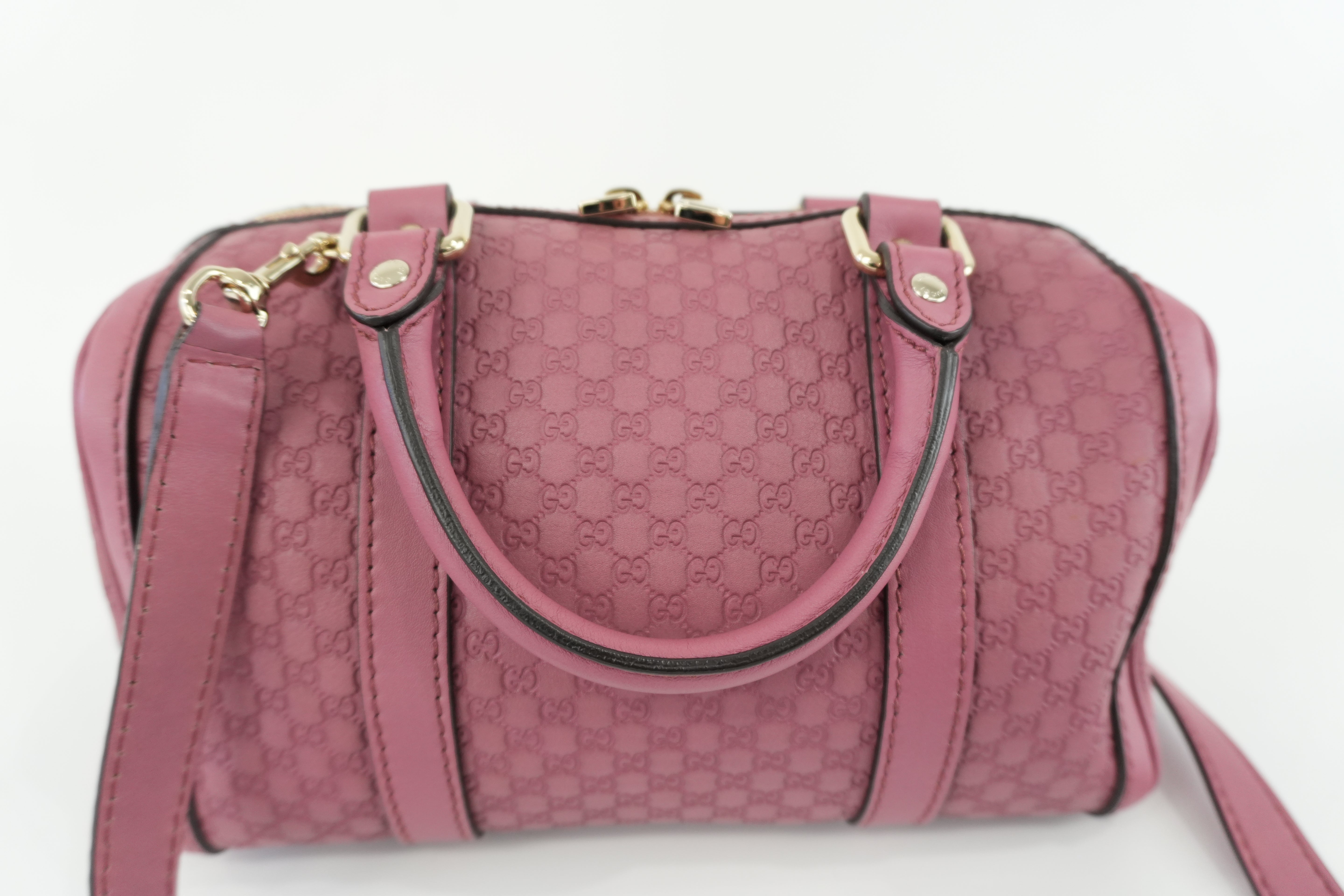 Gucci Microguccisima Shoulder Bag Leather Pink Used