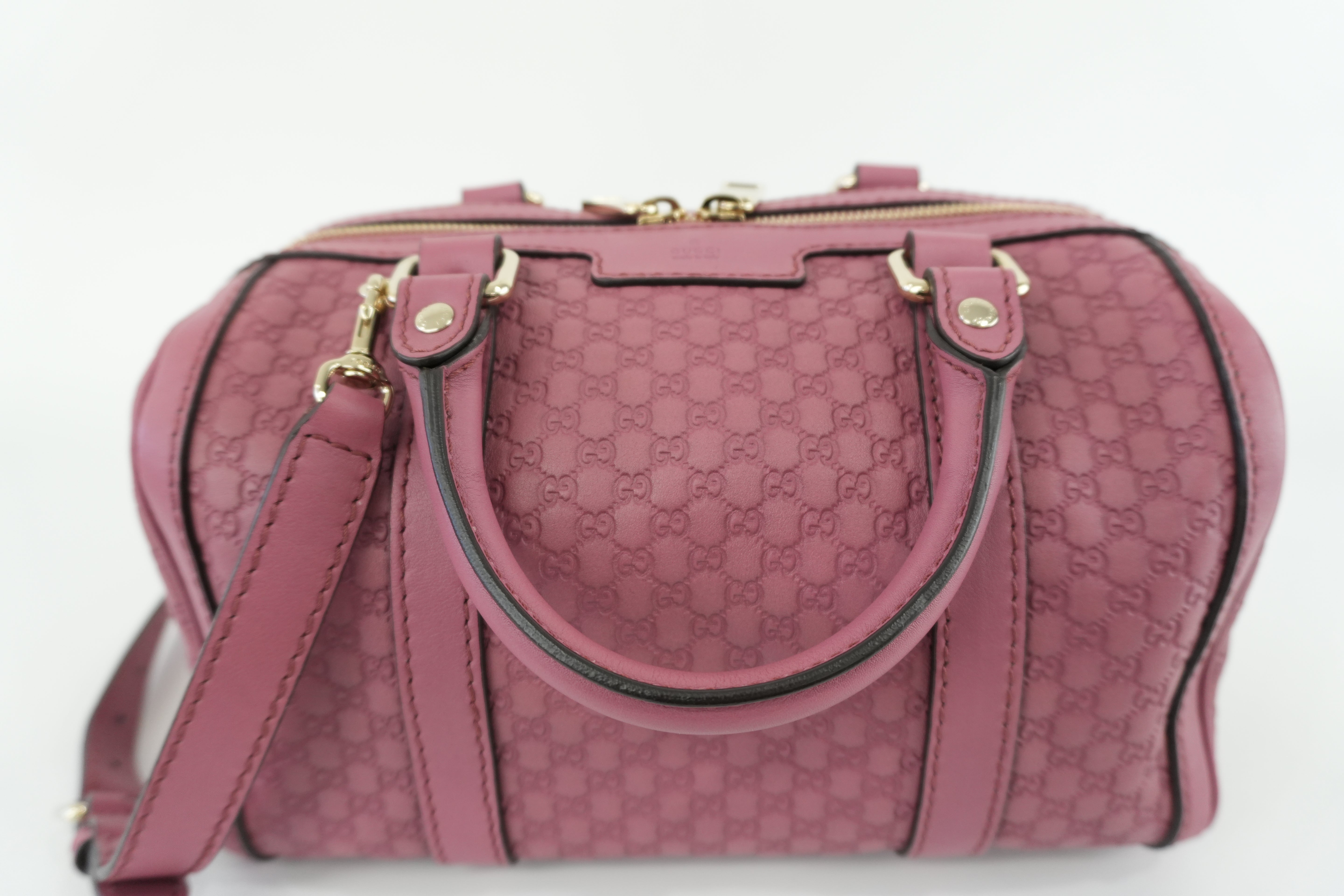 Gucci Microguccisima Shoulder Bag Leather Pink Used