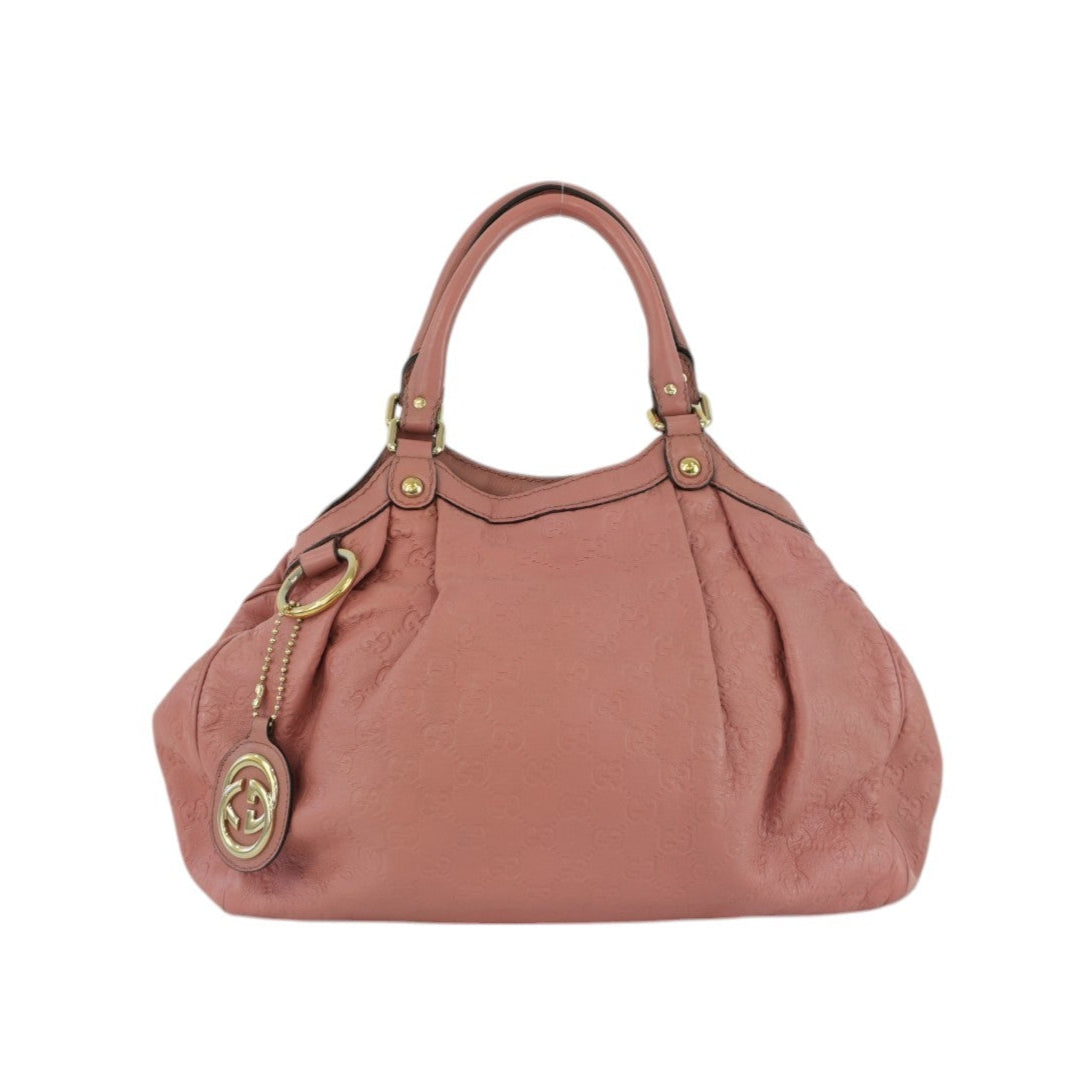 Gucci Sukey Guccisima Shoulder Bag Pink Leather Used