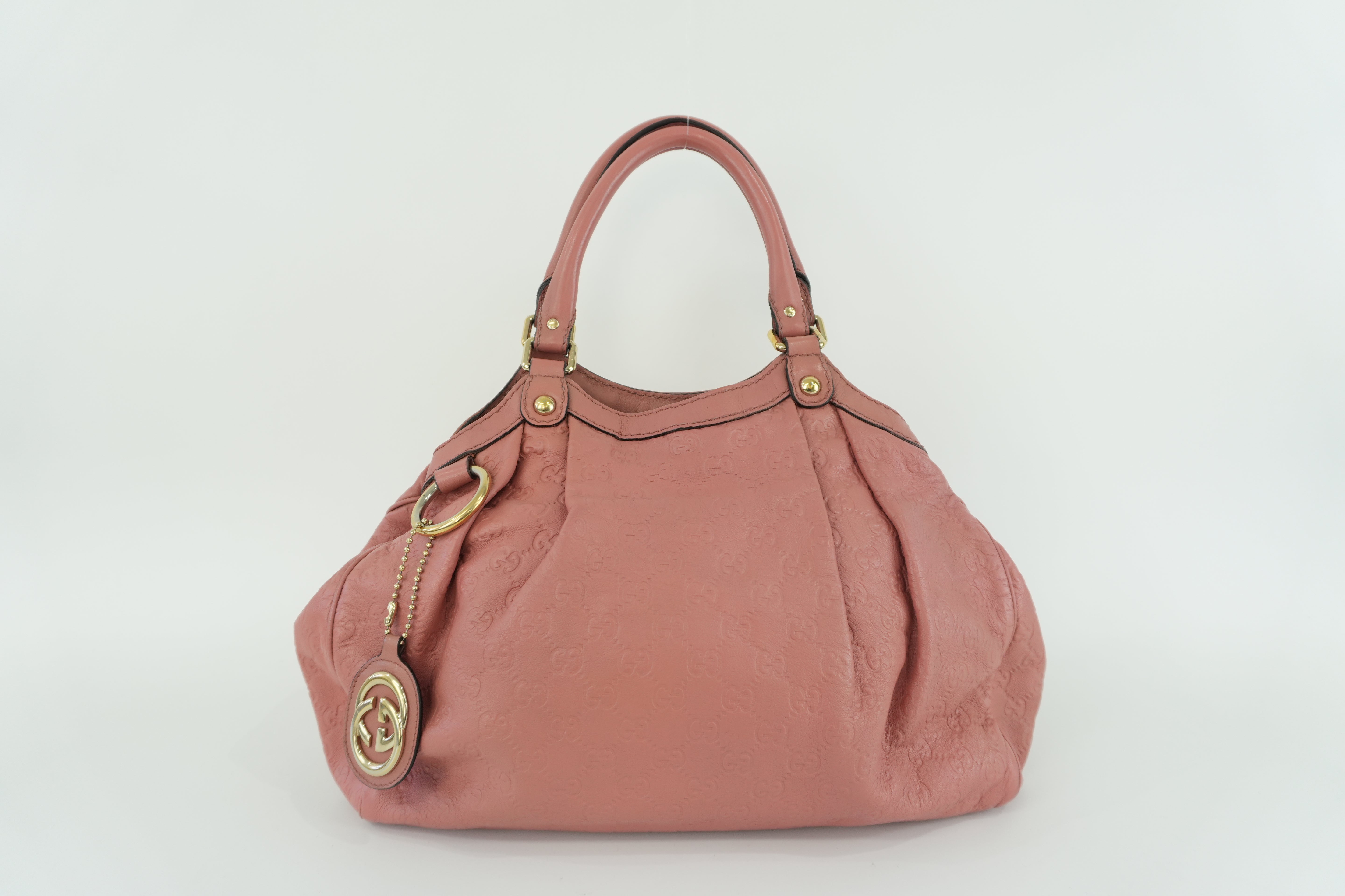 Gucci Sukey Guccisima Shoulder Bag Pink Leather Used