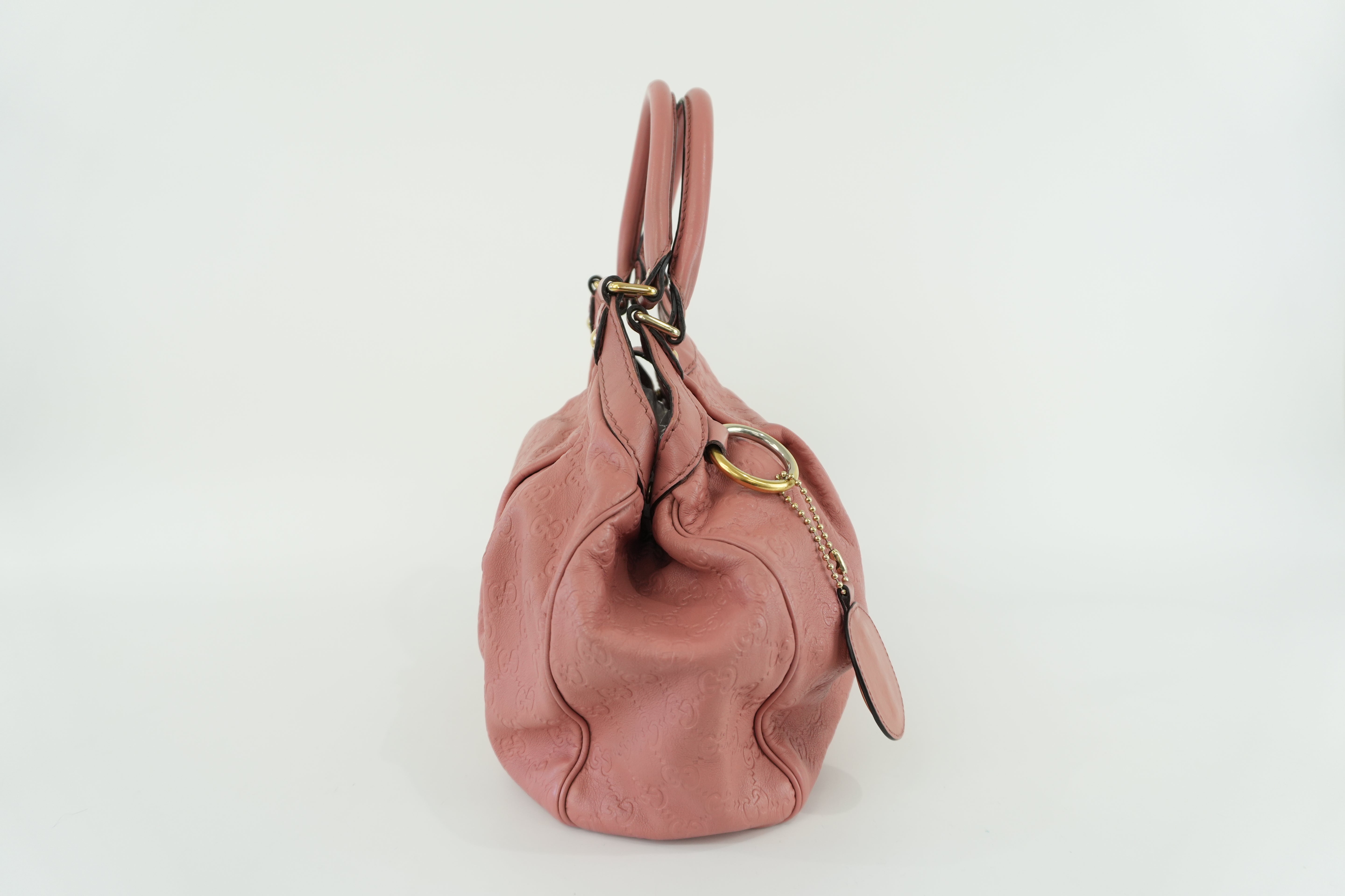 Gucci Sukey Guccisima Shoulder Bag Pink Leather Used