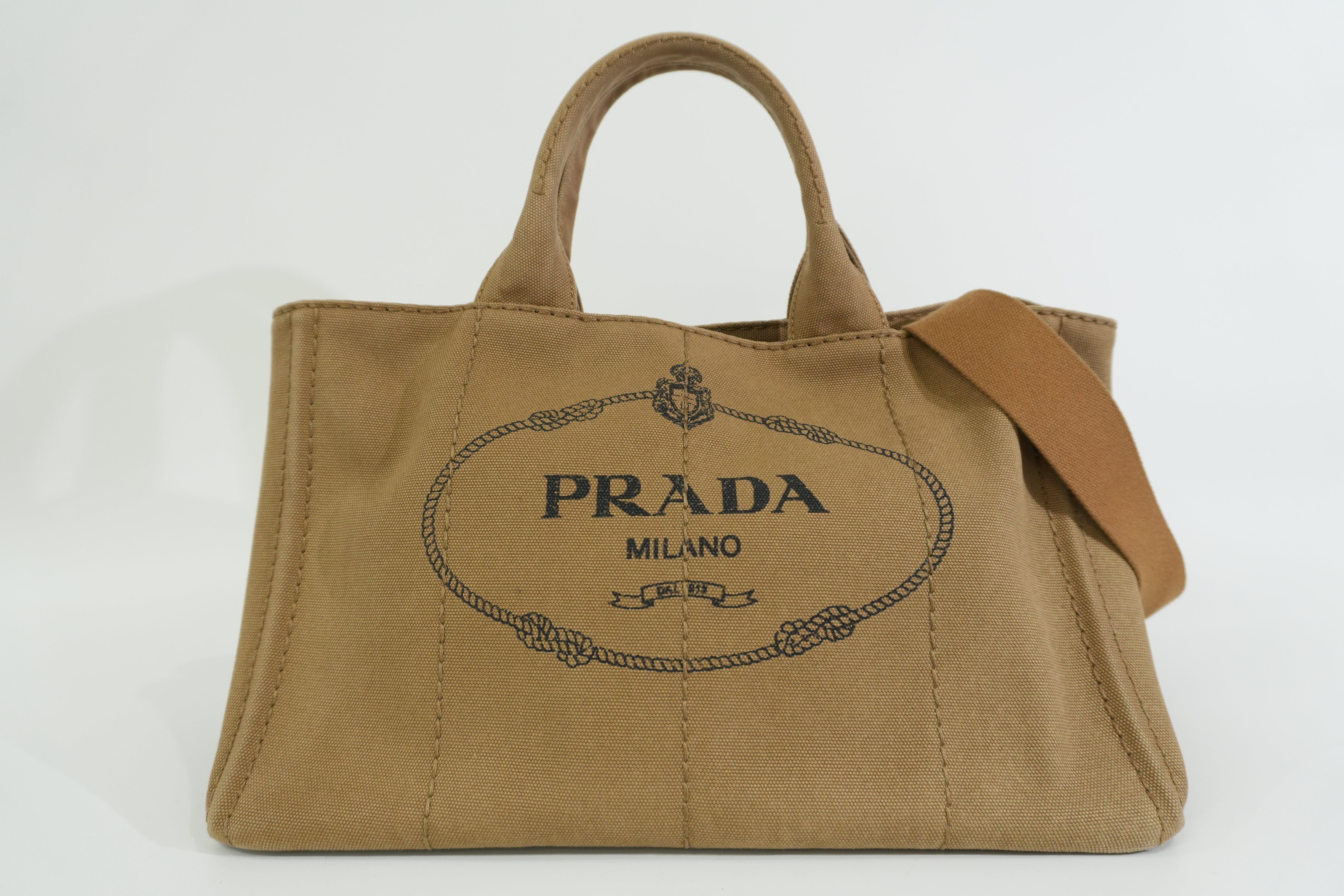 Pre-owned Prada Two Way Canapa Shoulder Bag Brown