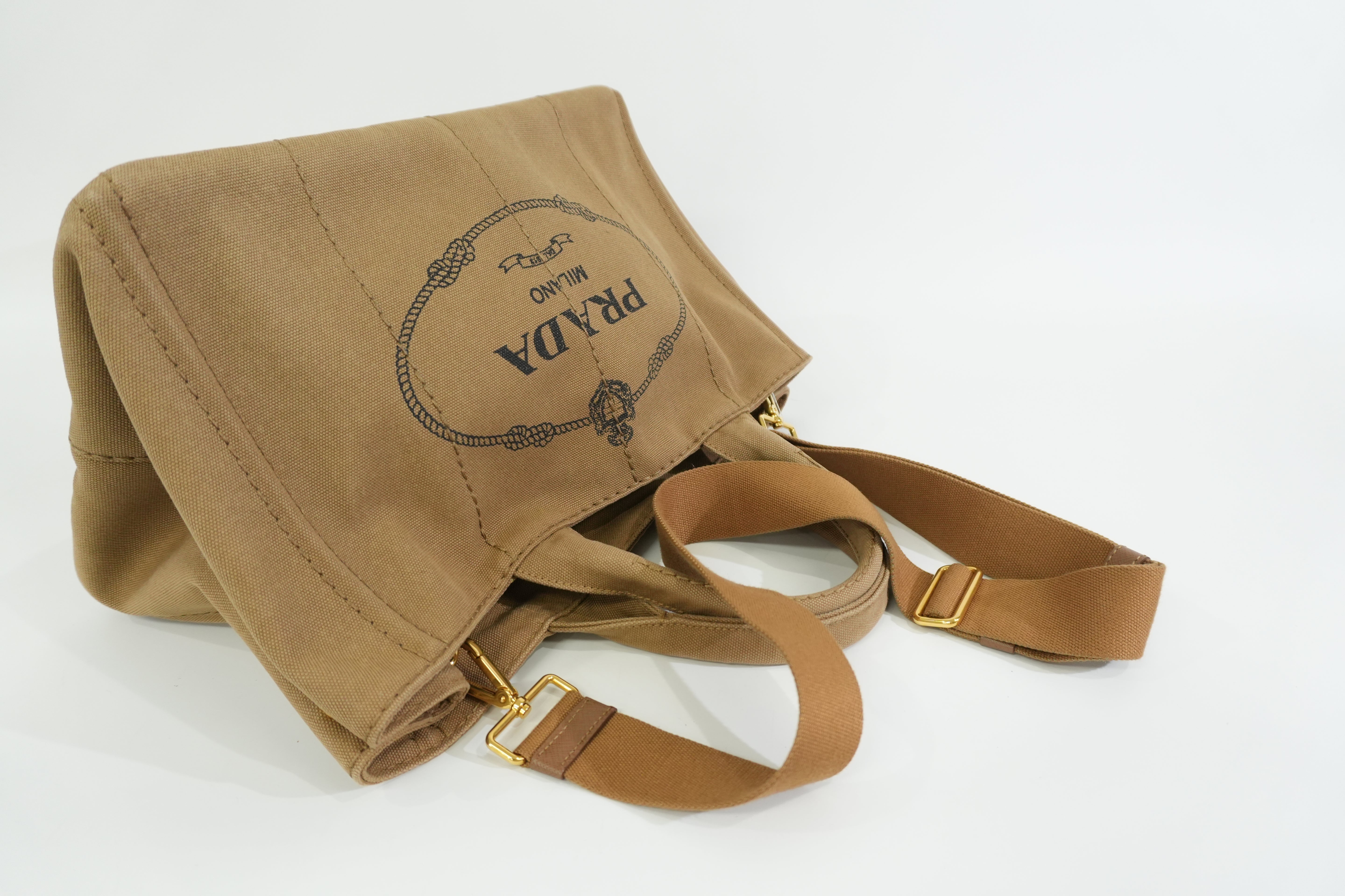 Pre-owned Prada Two Way Canapa Shoulder Bag Brown