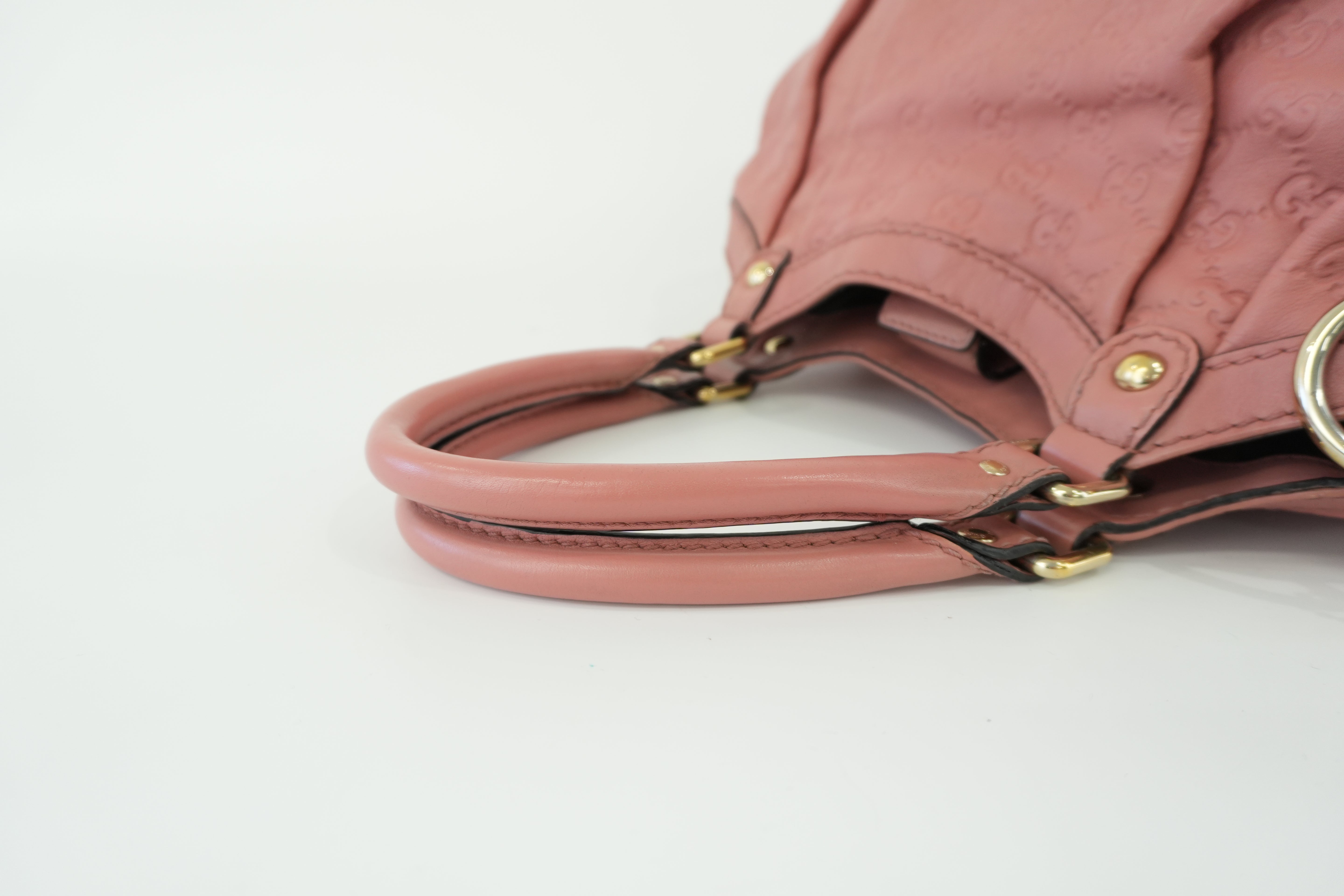 Gucci Sukey Guccisima Shoulder Bag Pink Leather Used