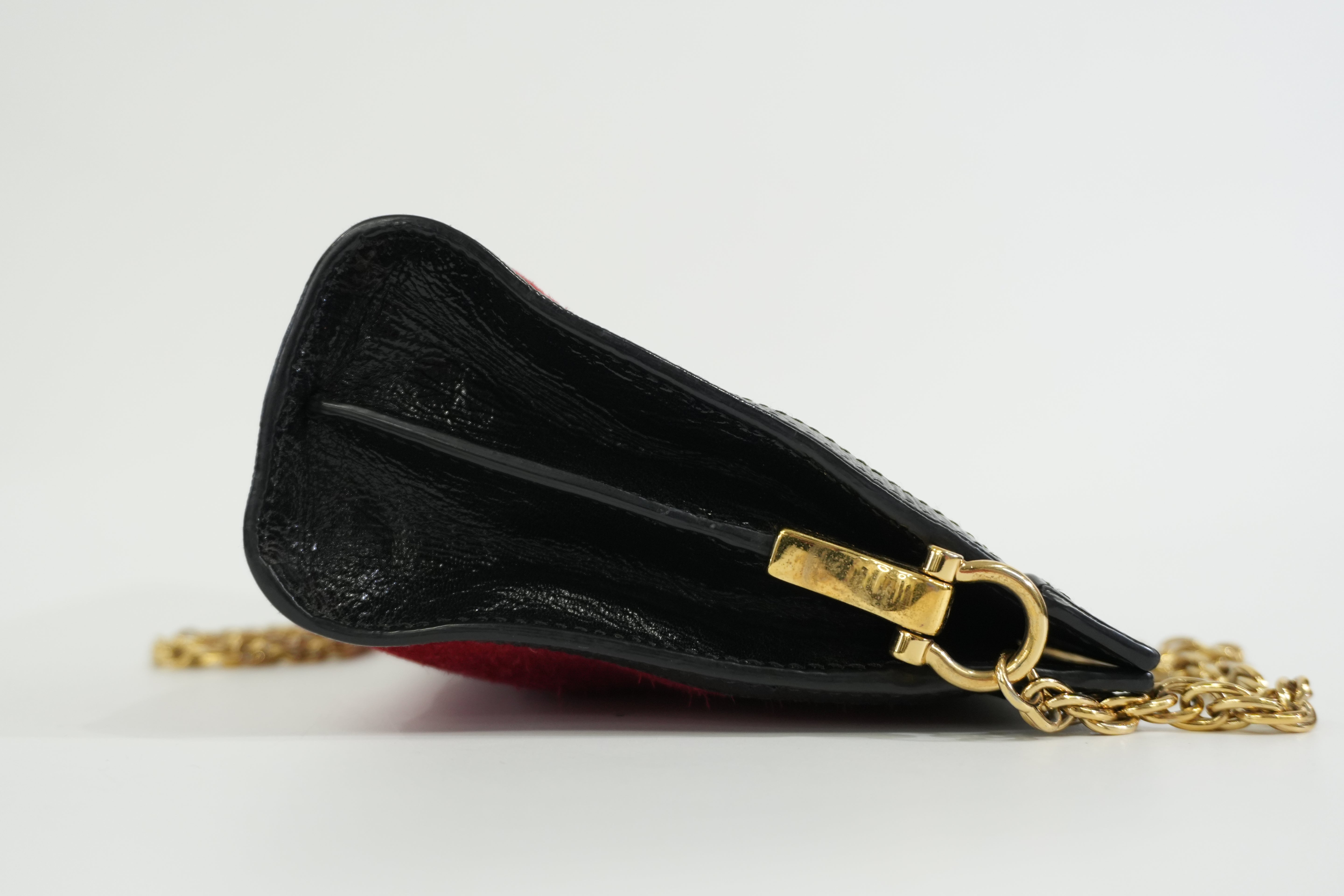 Pre-owned Gucci Suede Leather Chain Shoulder Bag Red