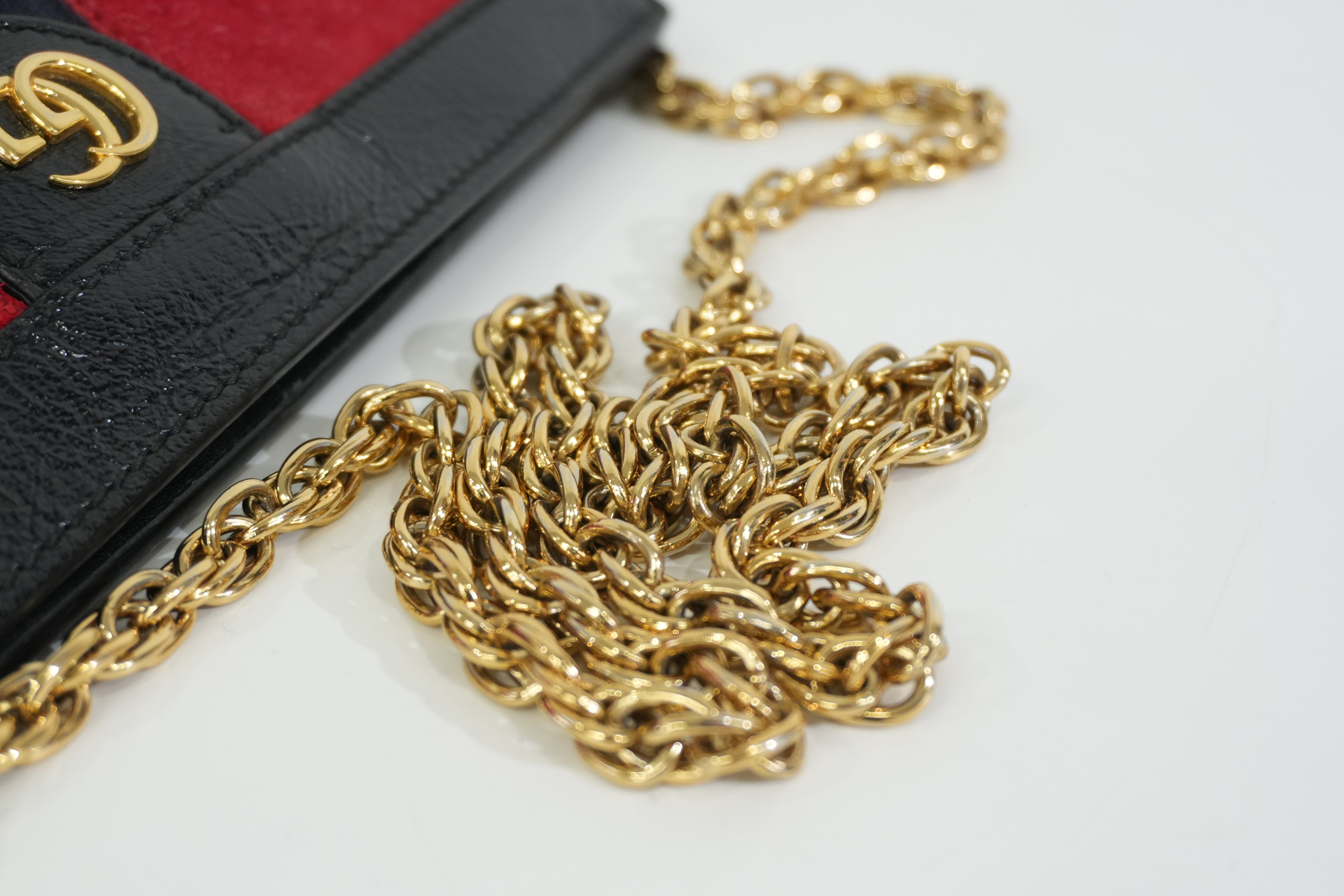 Pre-owned Gucci Suede Leather Chain Shoulder Bag Red