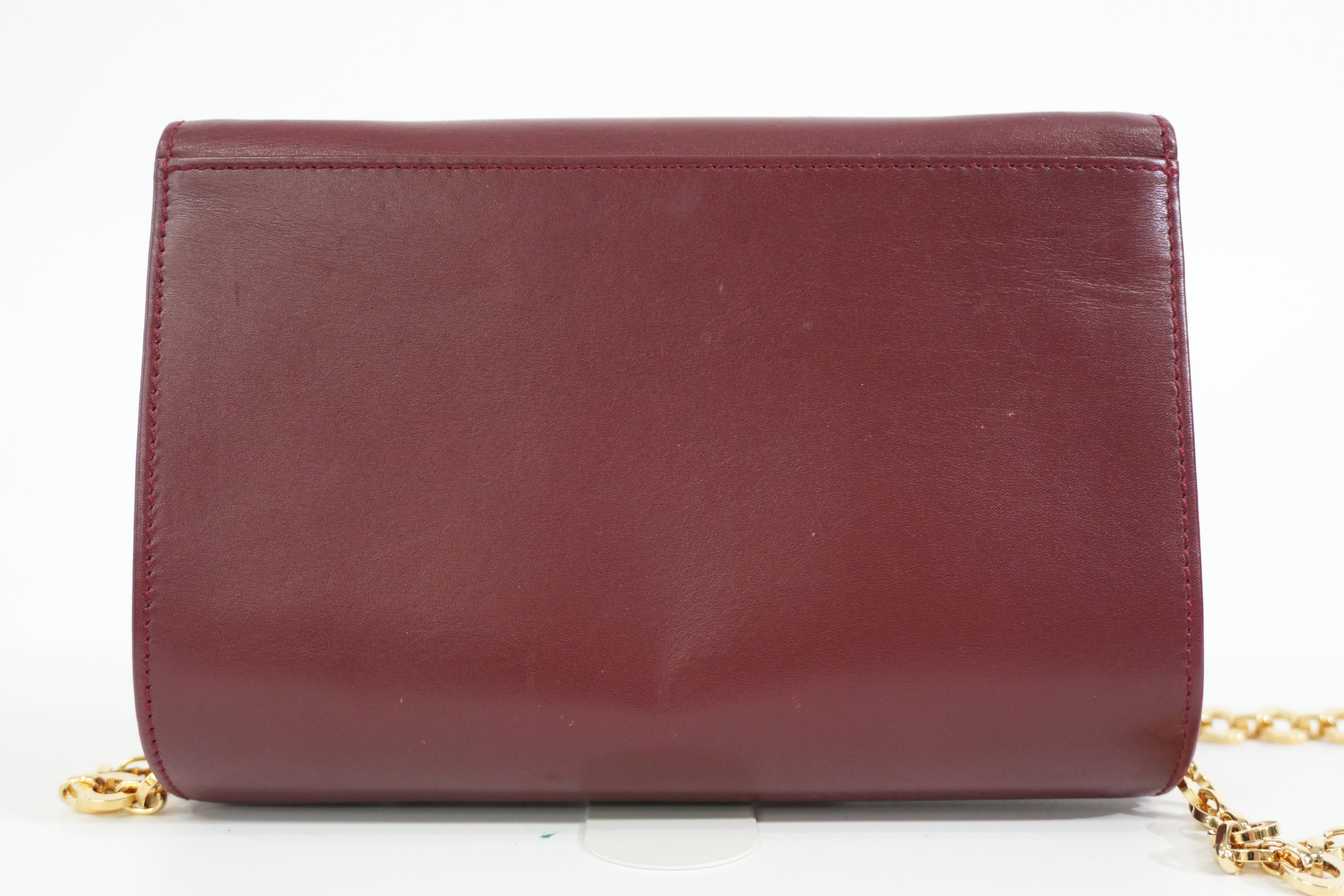 Pre-owned Salvatore Ferragamo Wallet on Chain Burgundy