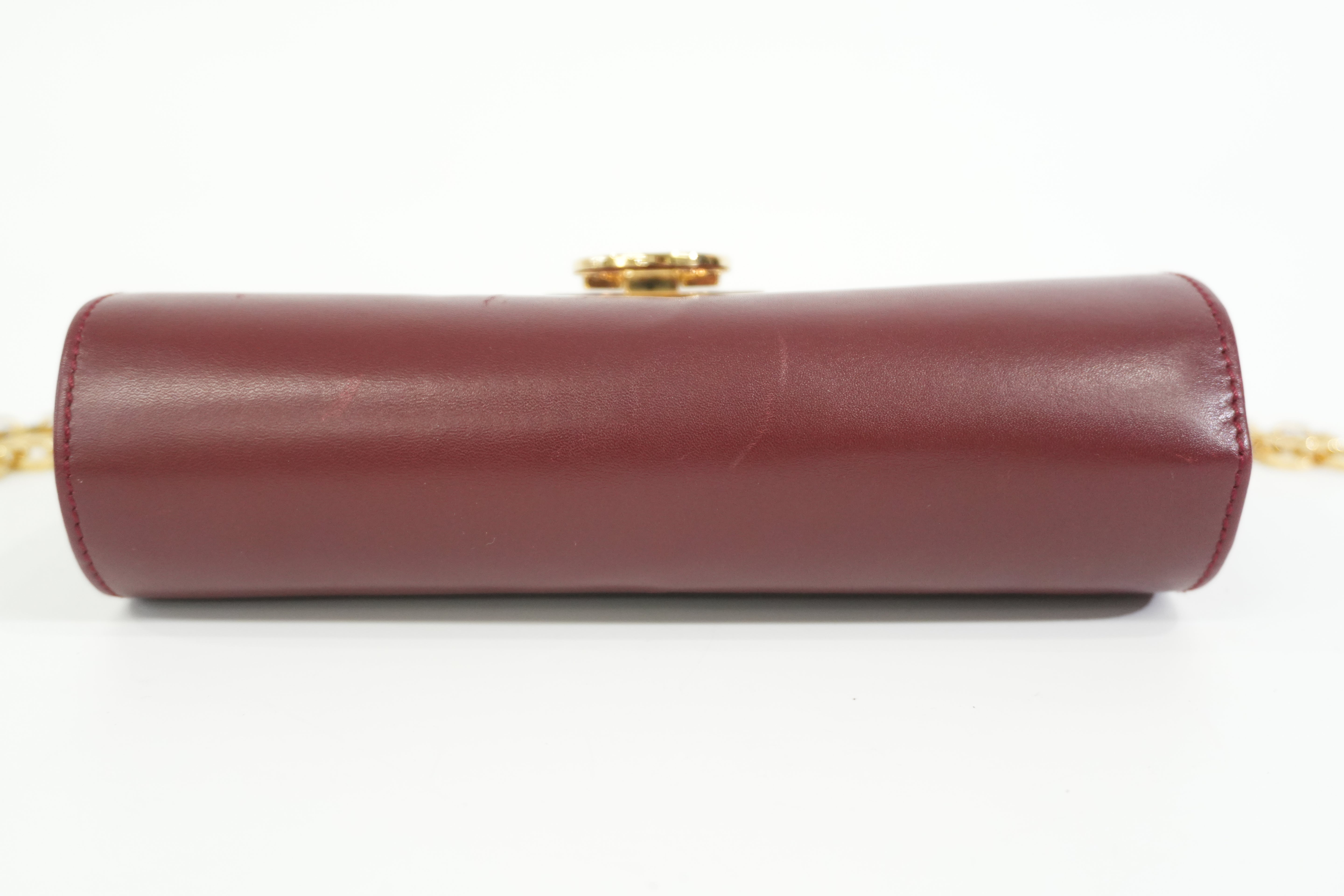 Pre-owned Salvatore Ferragamo Wallet on Chain Burgundy