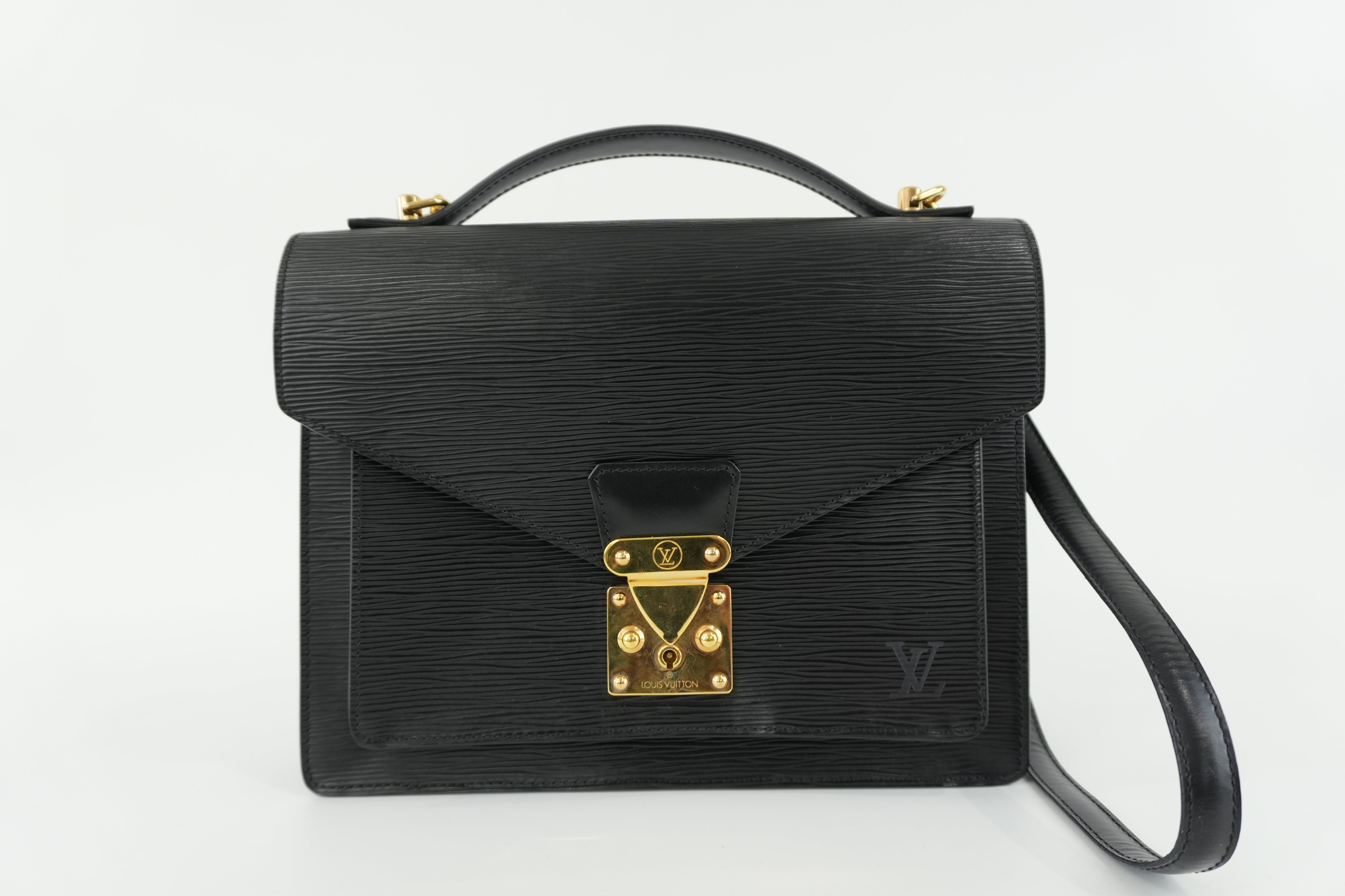 Louis Vuitton Epi Monceau Shoulder Bag Black Used