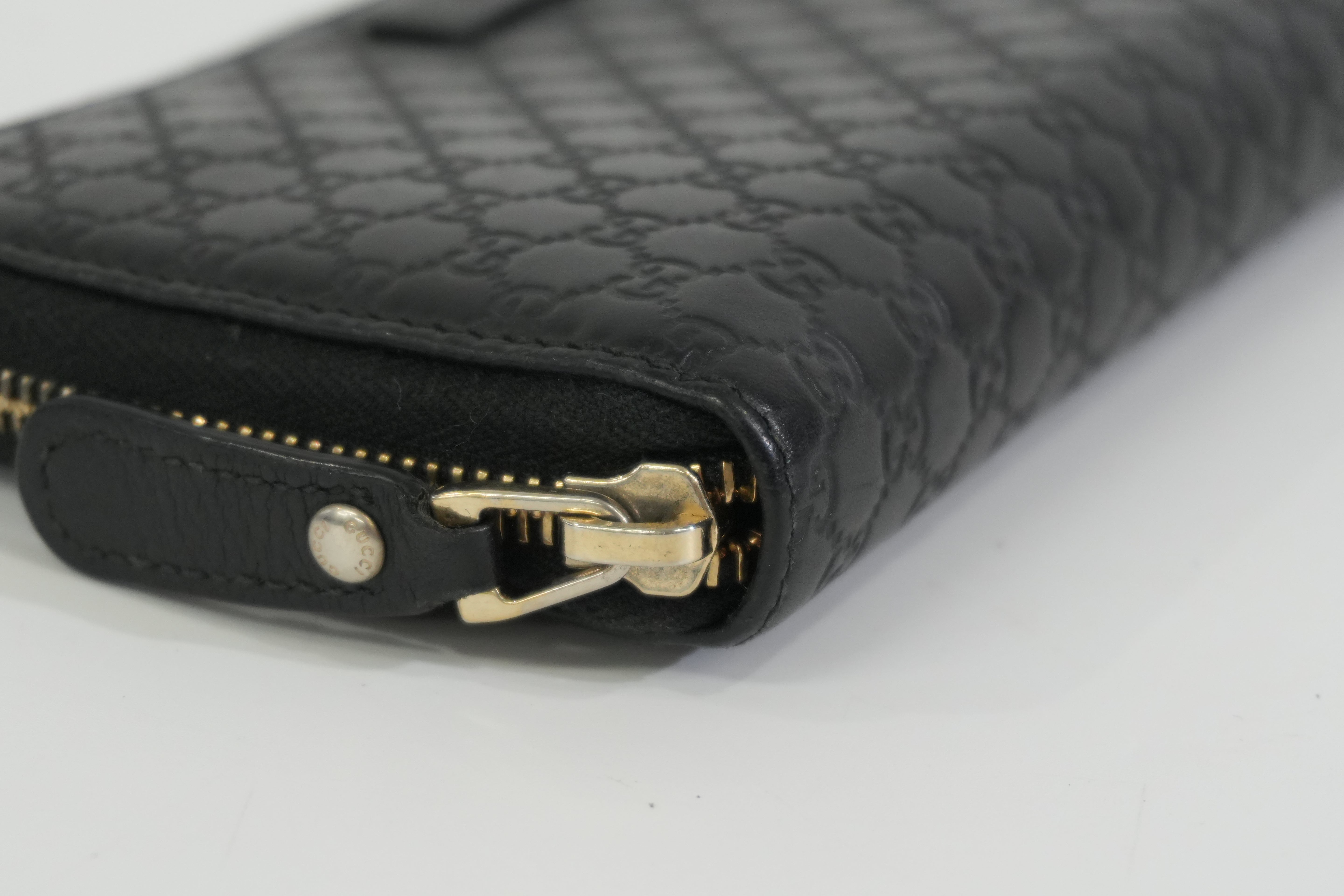 Pre-owned Gucci Microguccisima Zippy Long Wallet Black
