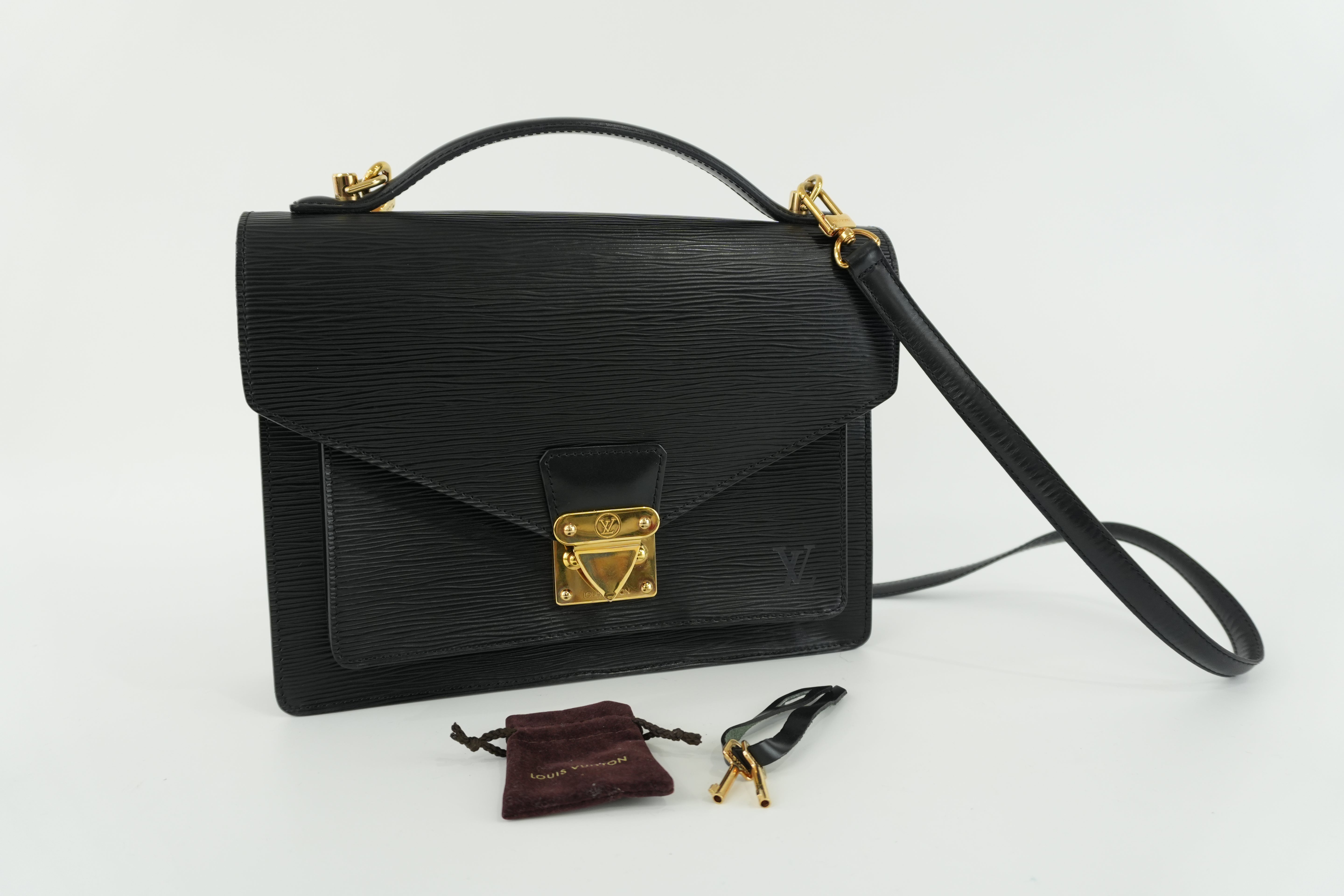 Louis Vuitton Epi Monceau Shoulder Bag Black Used