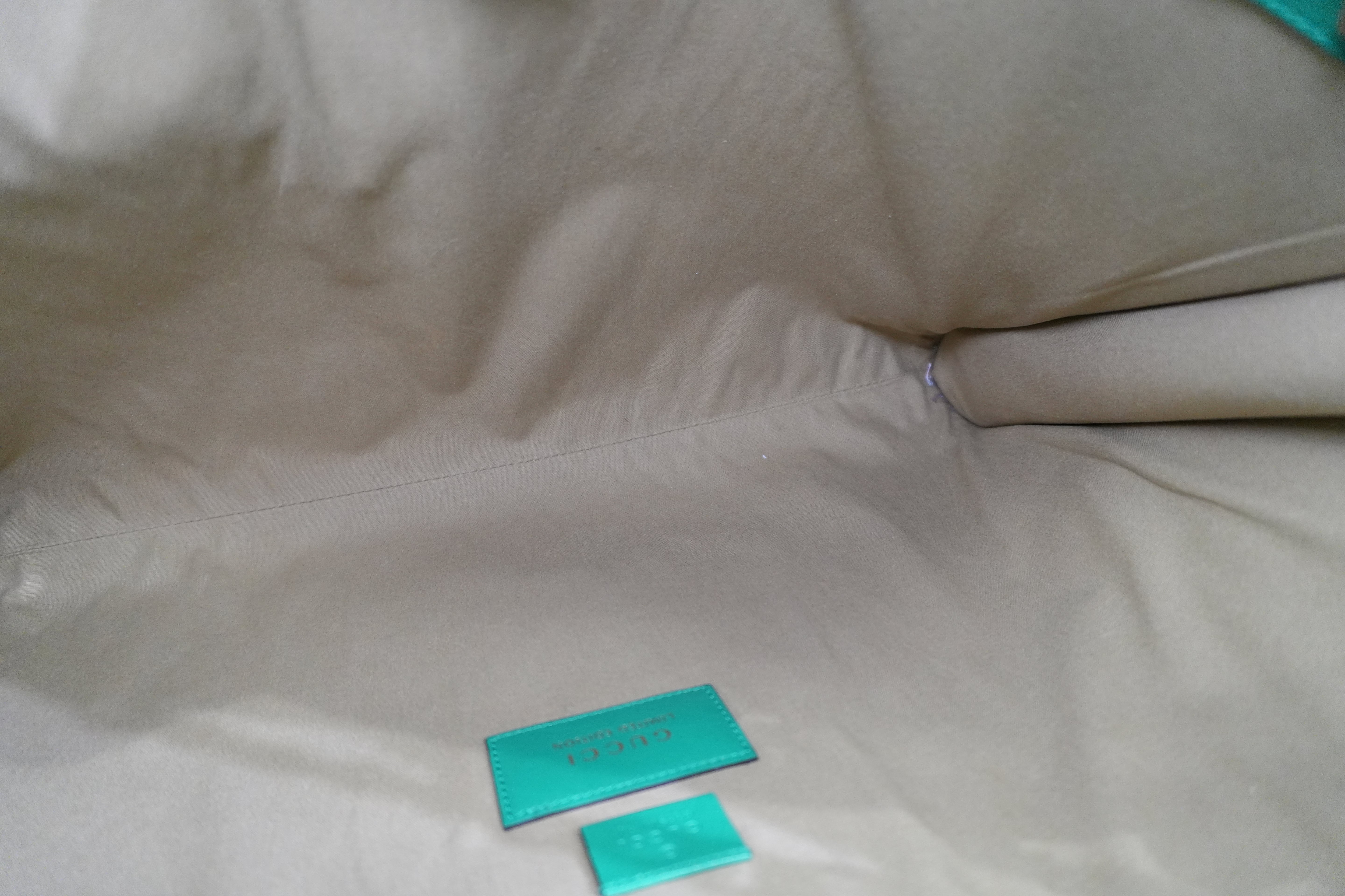 Pre-owned Gucci Rajah Tote Bag Ivory and Green