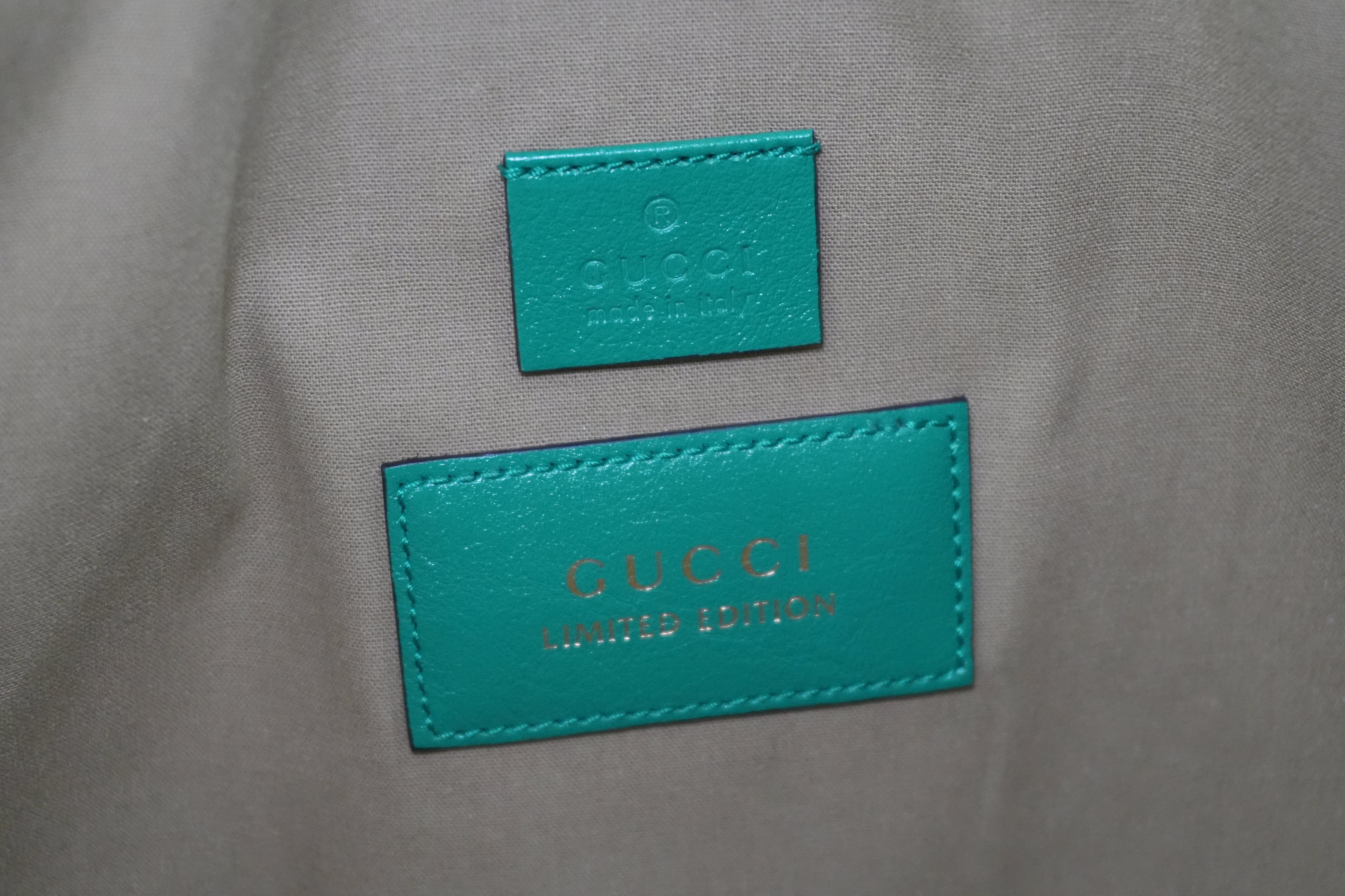 Pre-owned Gucci Rajah Tote Bag Ivory and Green