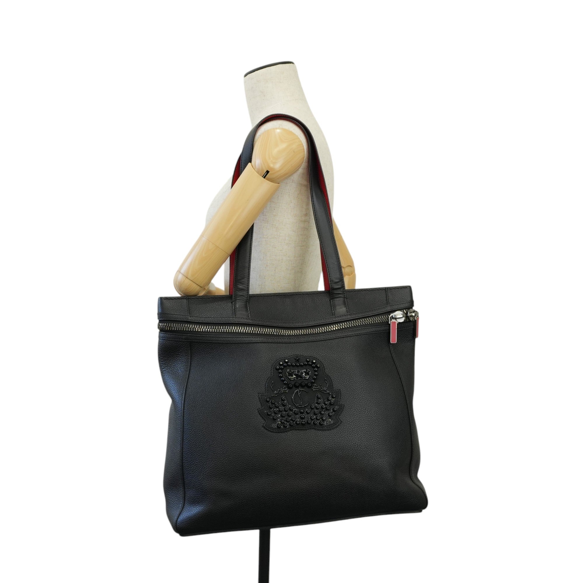 Christian Louboutin Cabado Tote Bag Black Leather Used