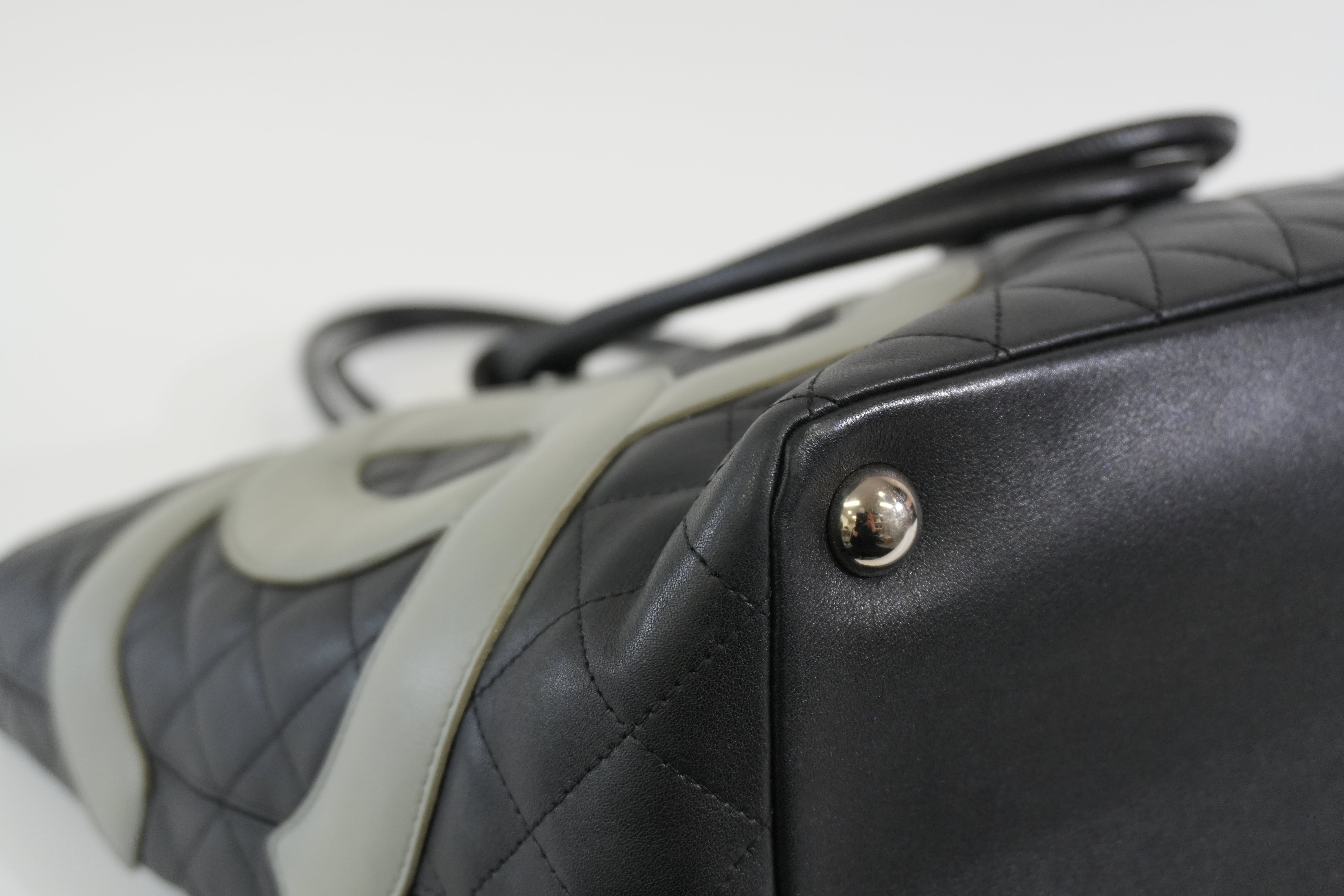 Pre-owned Chanel Cambon Tote Bag Black and Gray