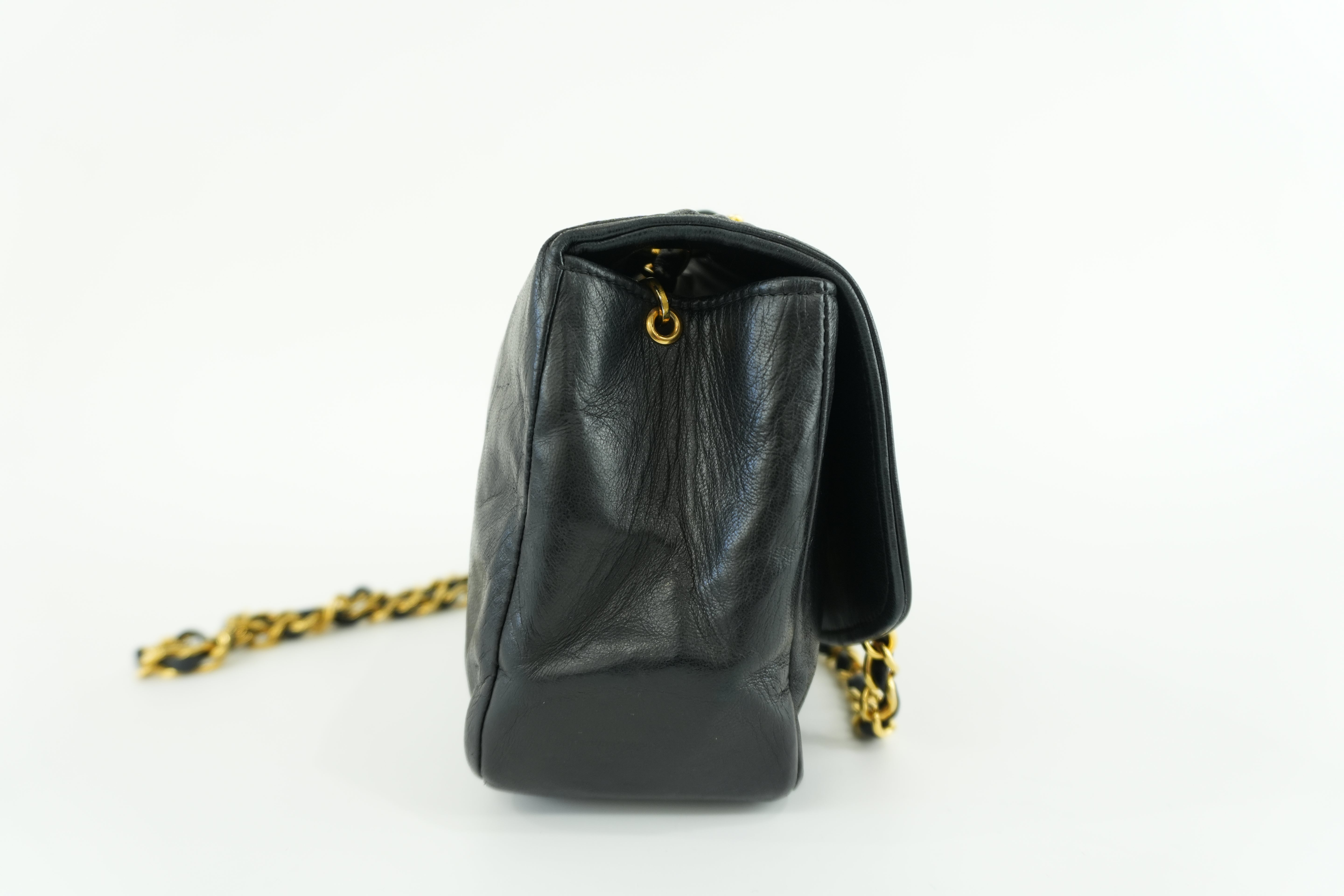 Chanel Diana 22 Chain Shoulder Black Lamb Skin Used