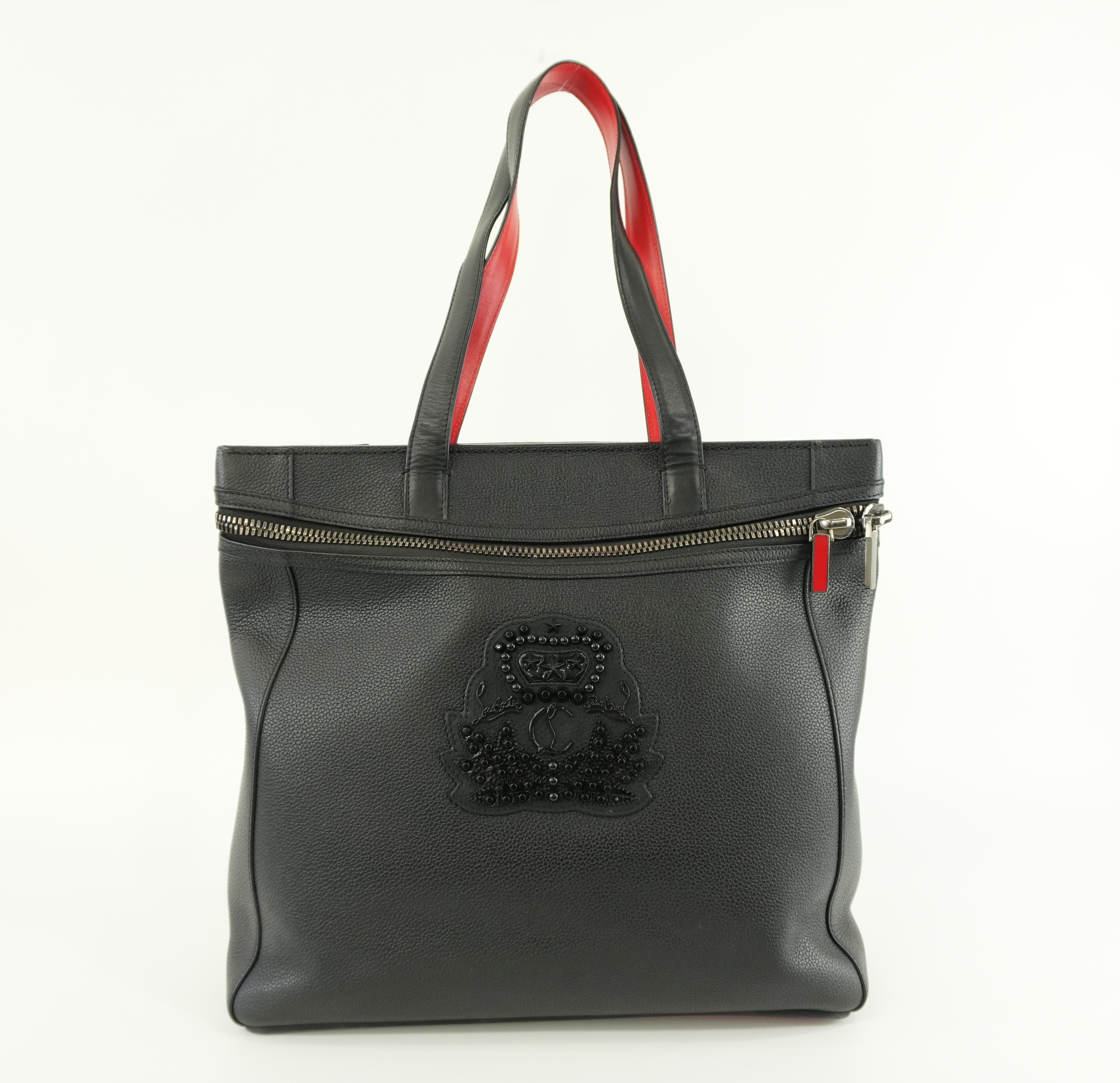 Christian Louboutin Cabado Tote Bag Black Leather Used