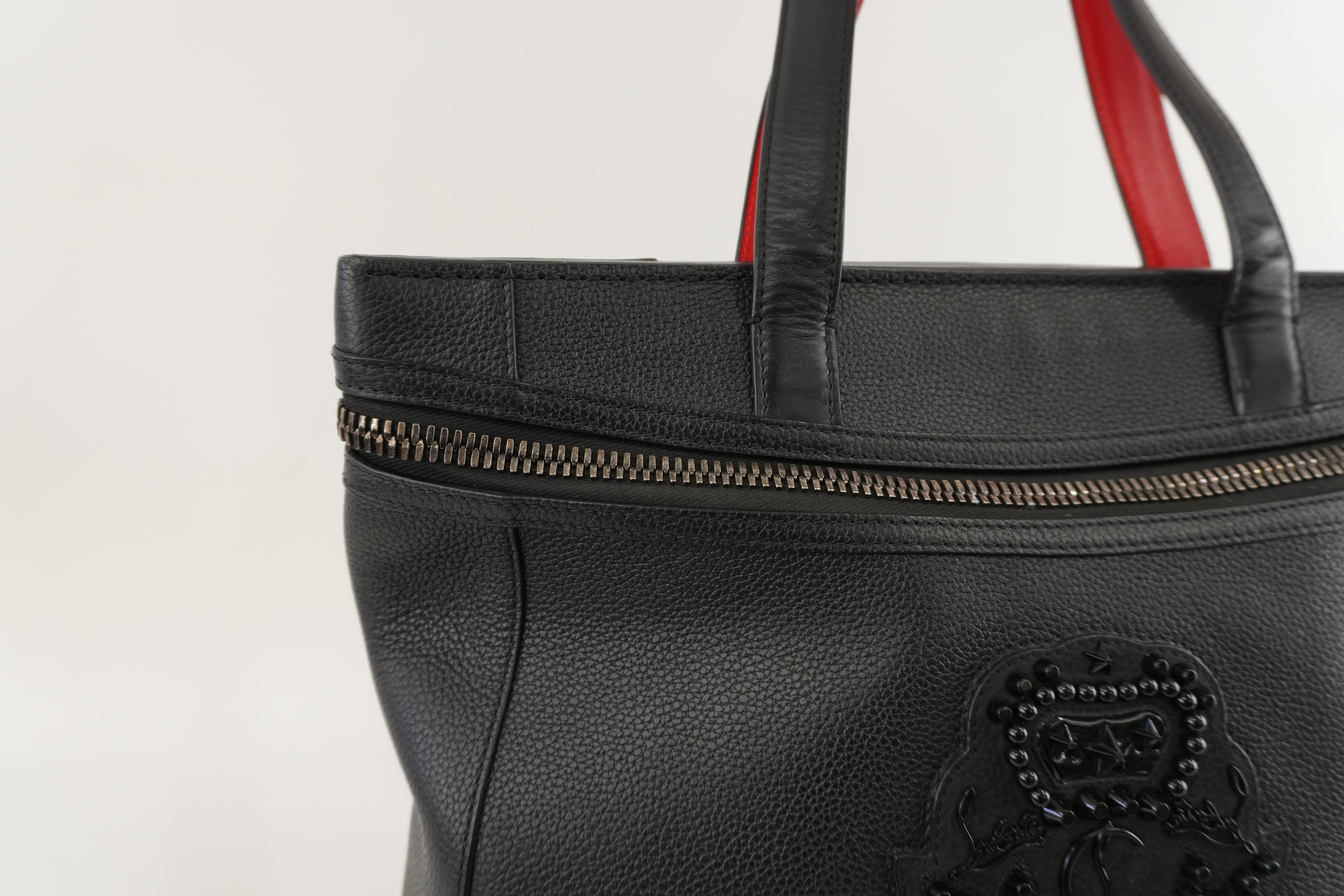 Christian Louboutin Cabado Tote Bag Black Leather Used