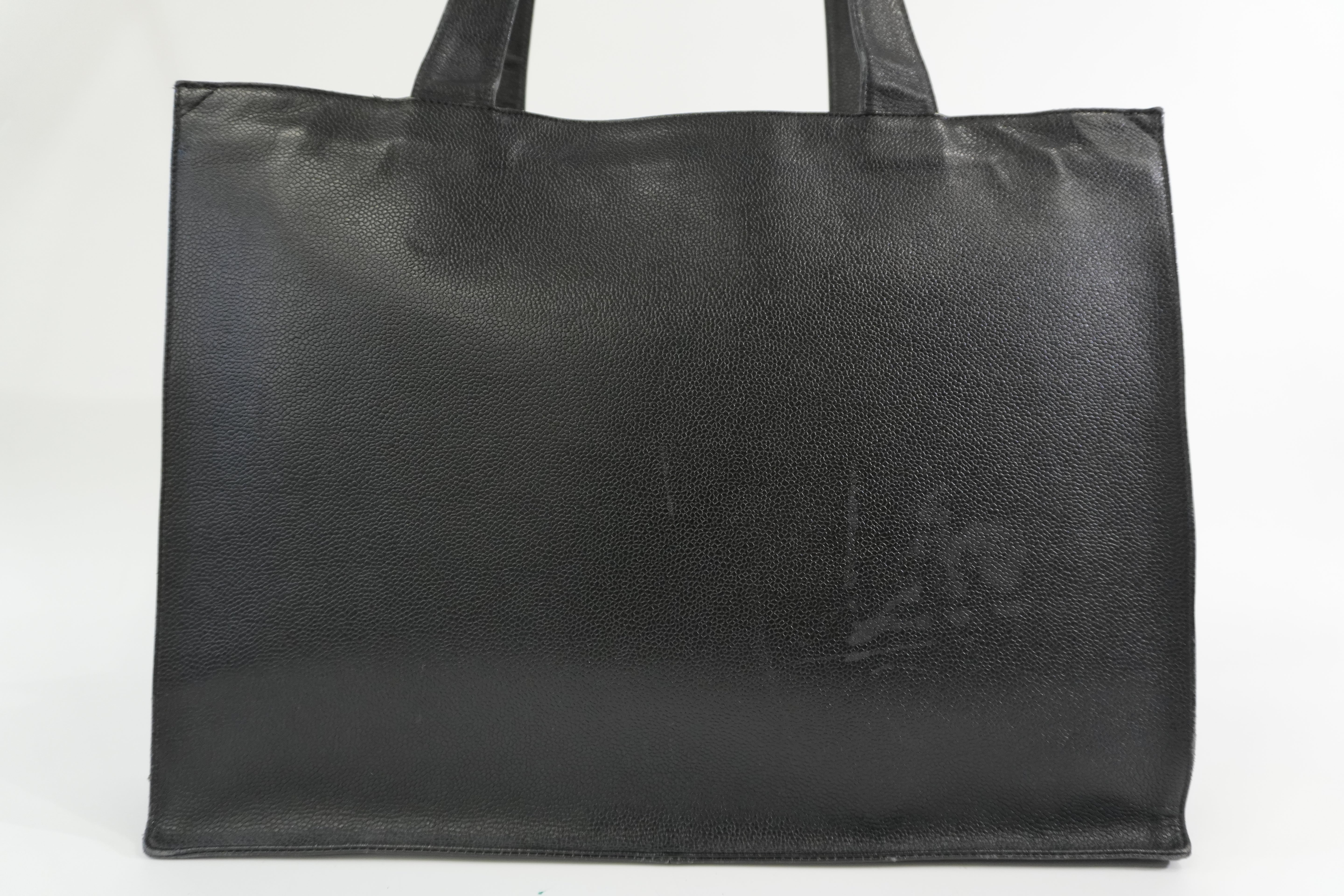 Pre-owned Chanel Caviar Skin Leather Tote Bag Black