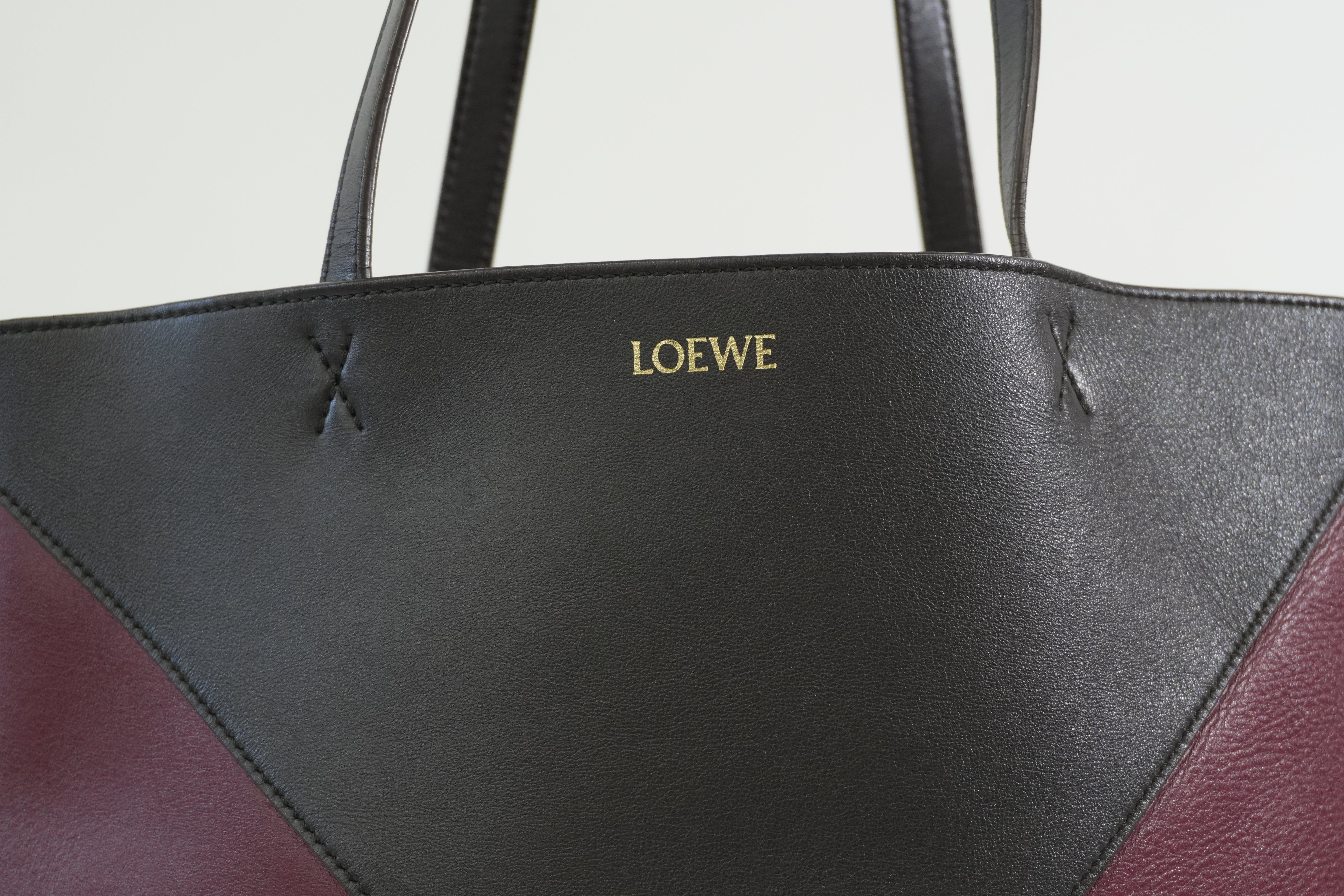 Pre-owned Loewe Puzzle Fold Tote Bag Brown and Burgundy