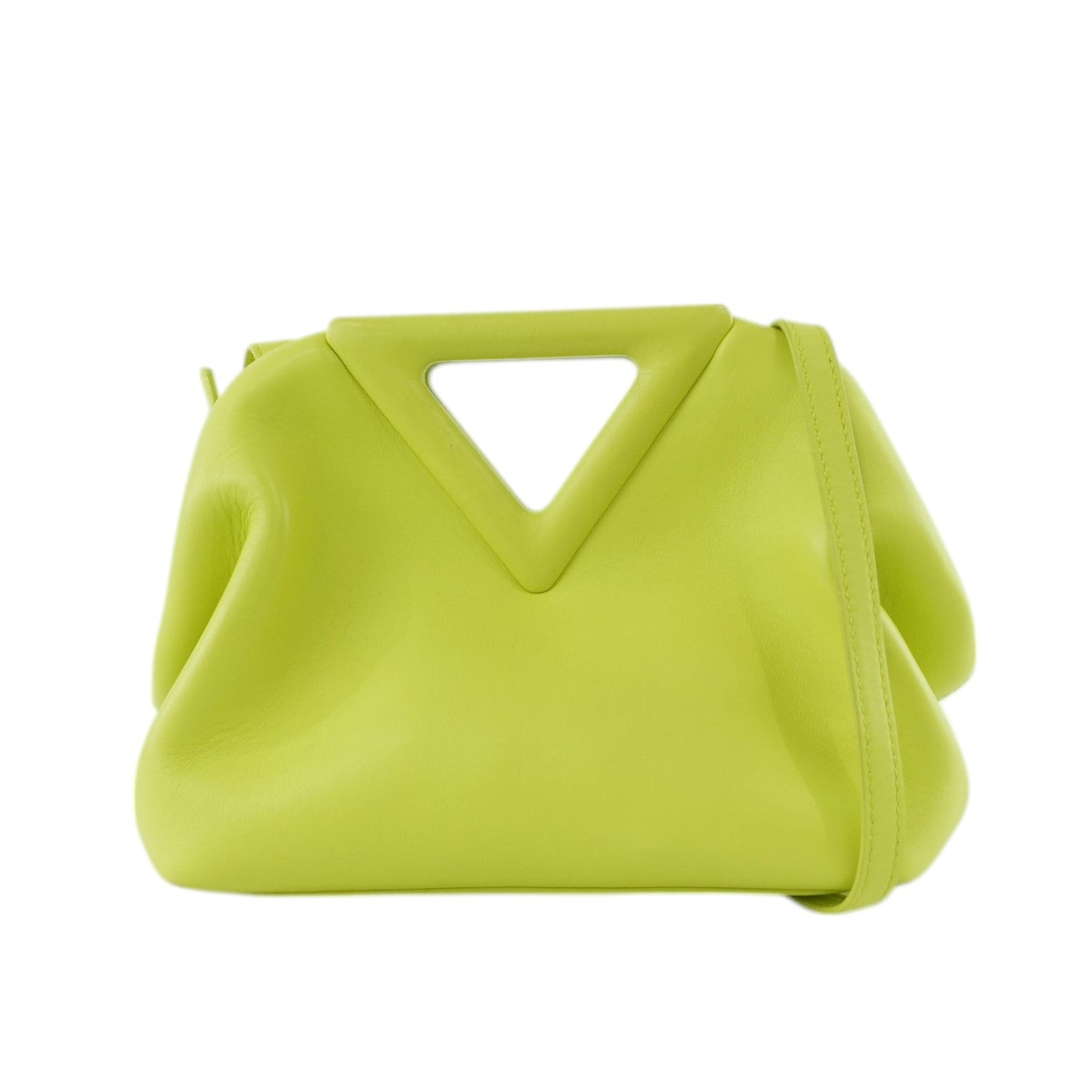 Bottega Leather Magnetic Shoulder Bag Light Green Used