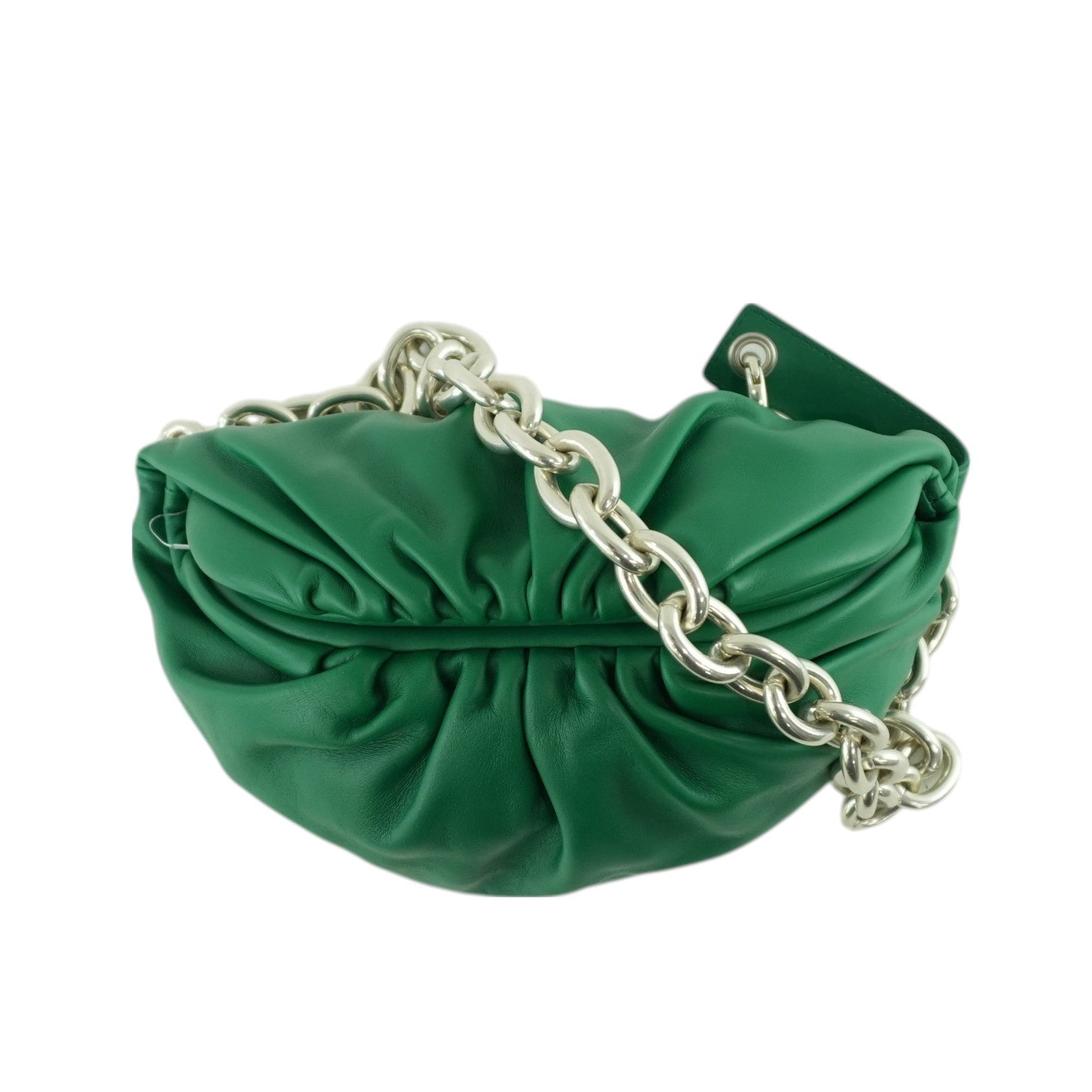 Bottega Leather Chain Shoulder Bag Green Used