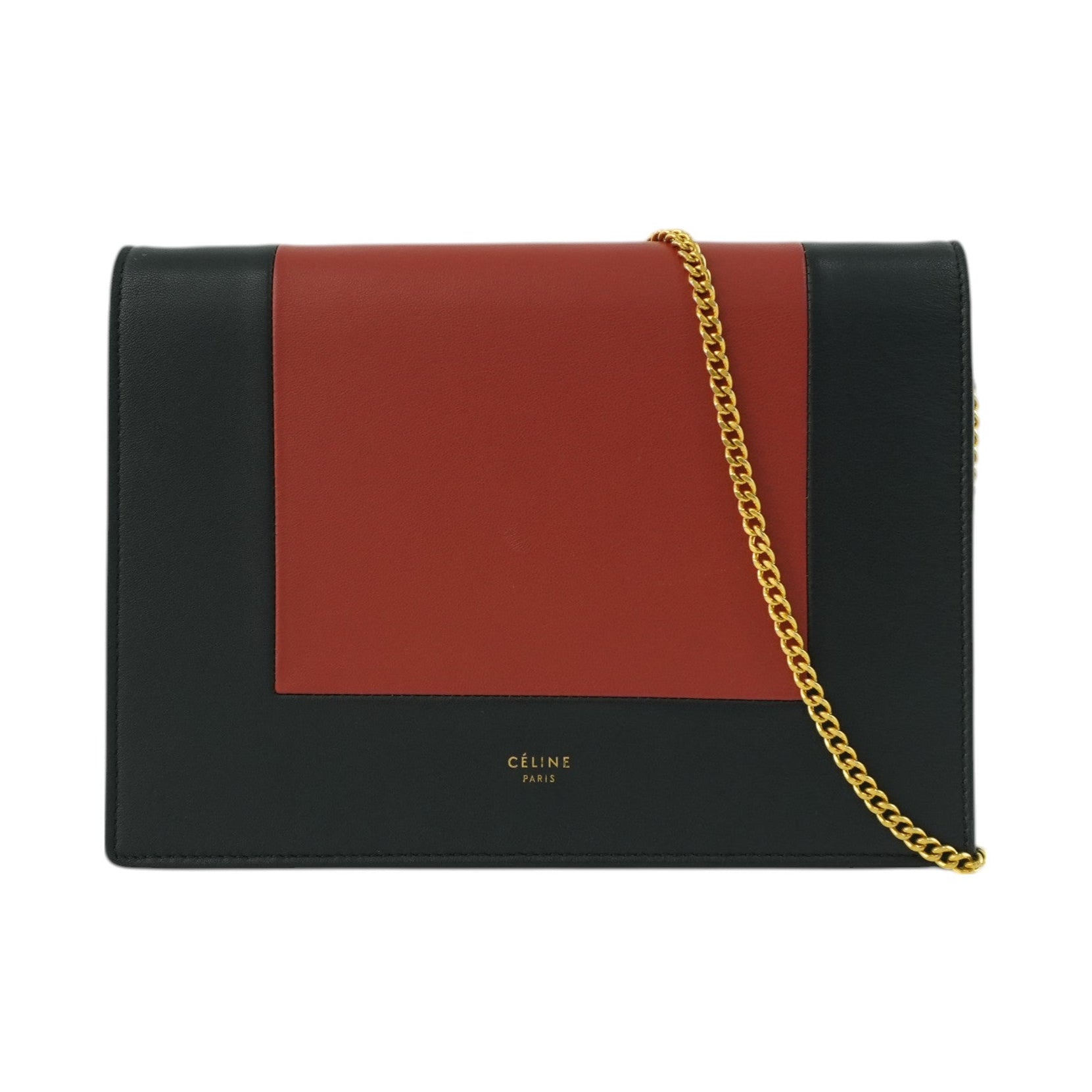 Celine Leather Chain Shoulder Bag Pouch Red and Blue Used