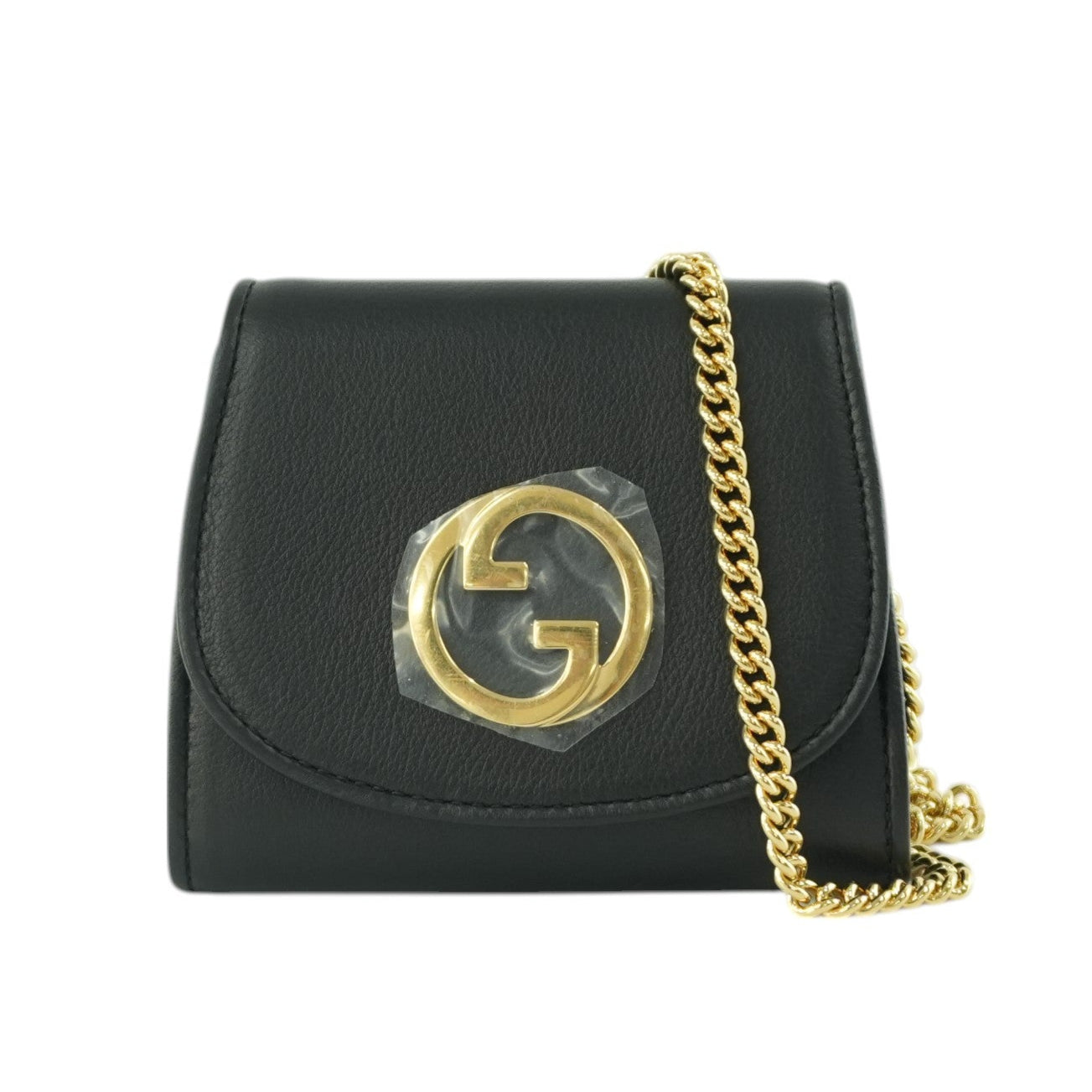 Gucci Leather Chain Shoulder Small Pouch Black Used