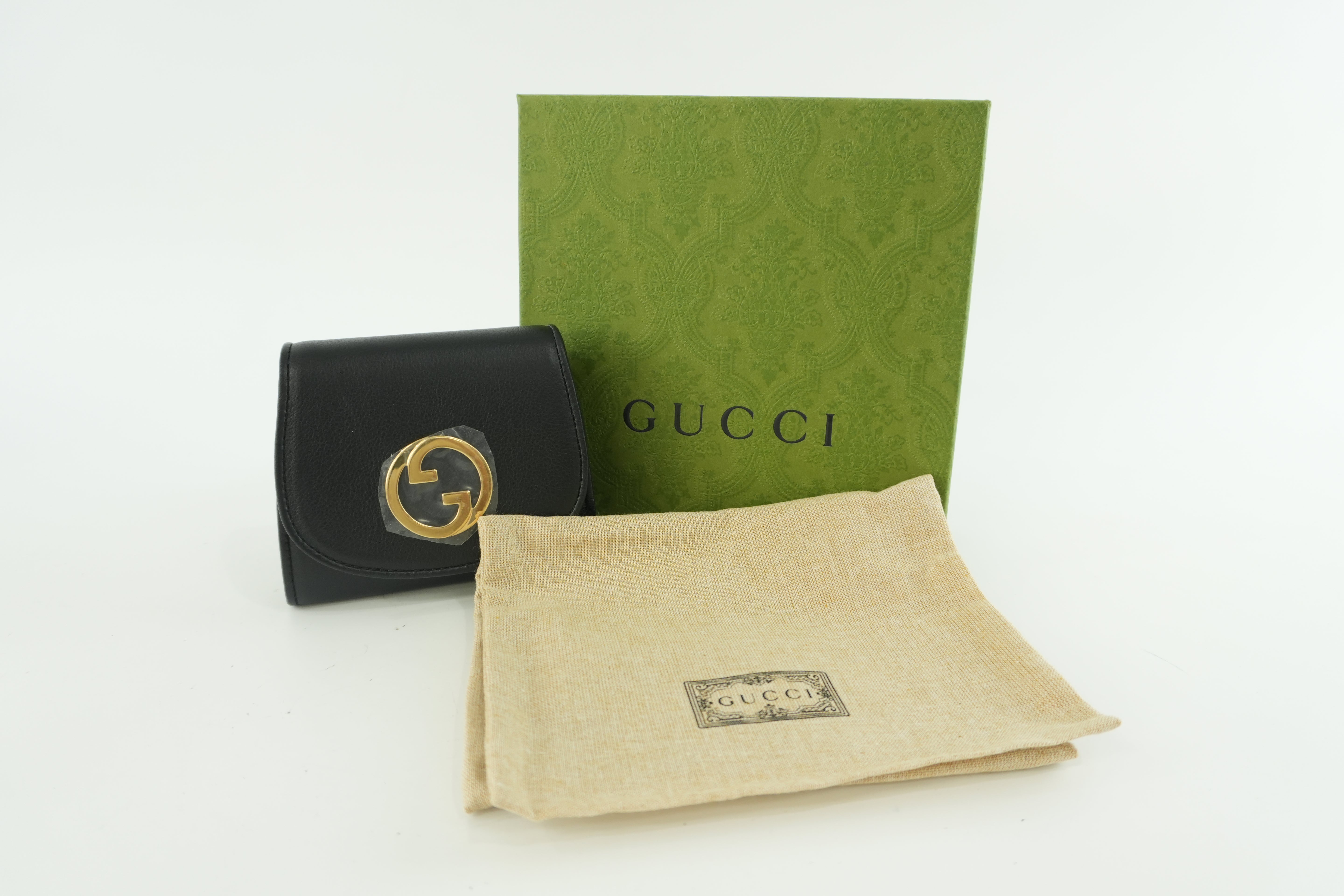 Gucci Leather Chain Shoulder Small Pouch Black Used