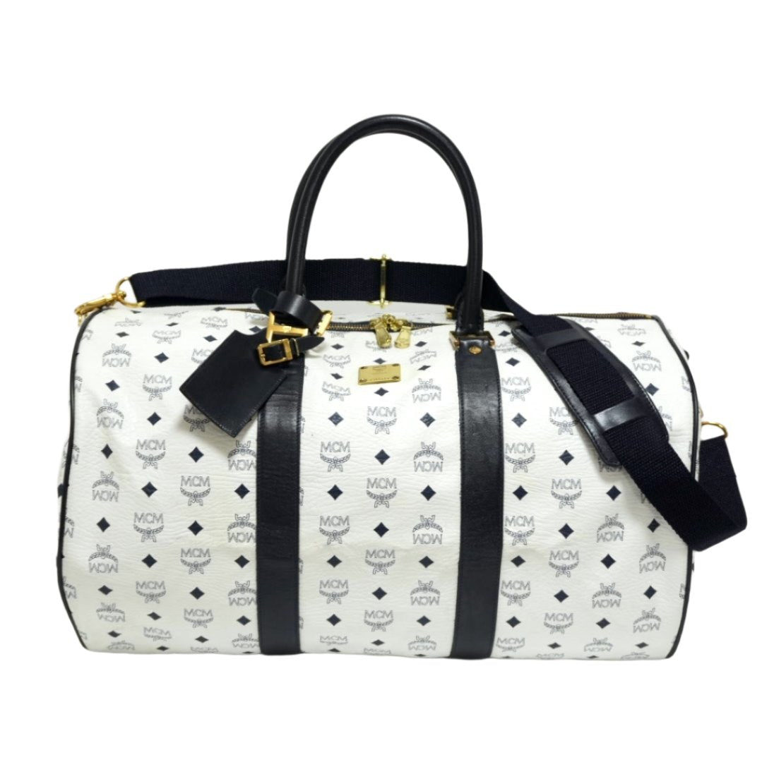 MCM Visetos Weekender Bag White Used