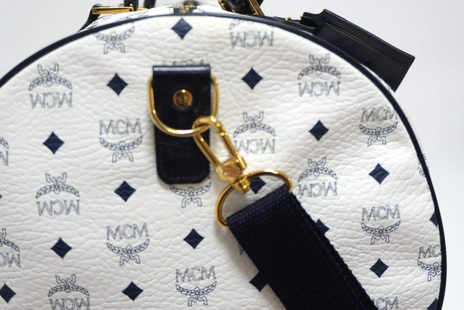 MCM Visetos Weekender Bag White Used