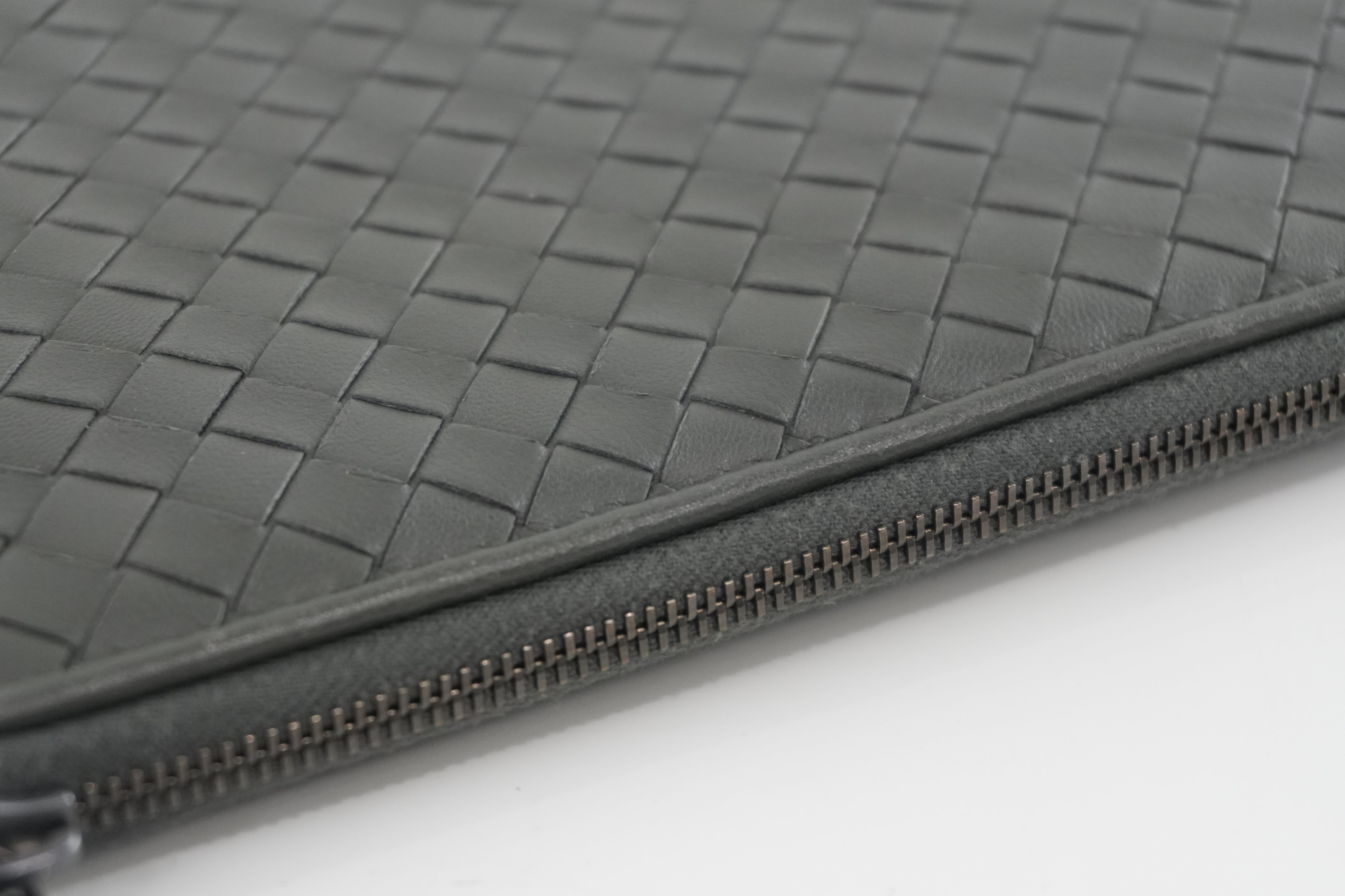 Bottega Leather Clutch Gray Used