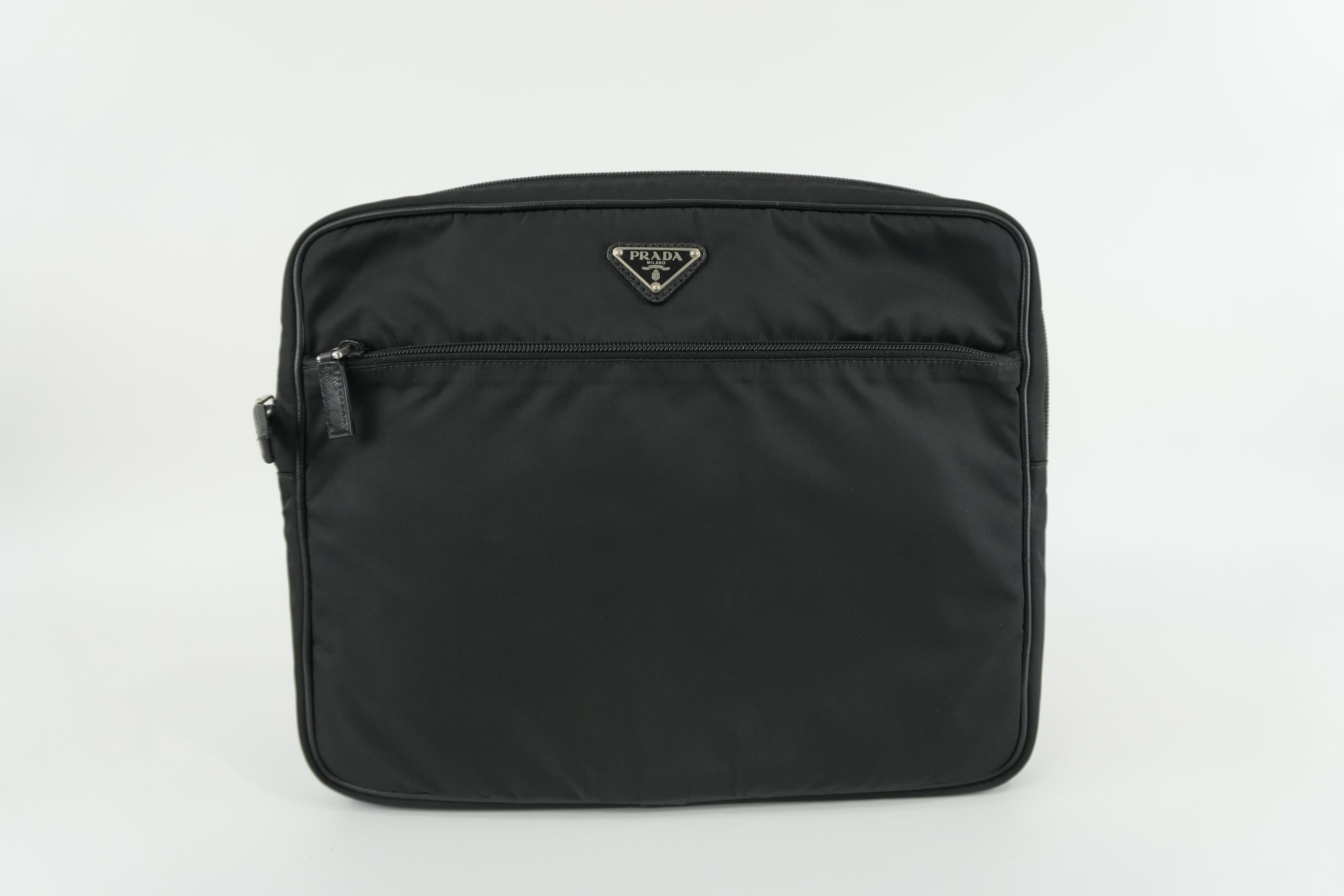 Prada Laptop Case Black Nylon Used