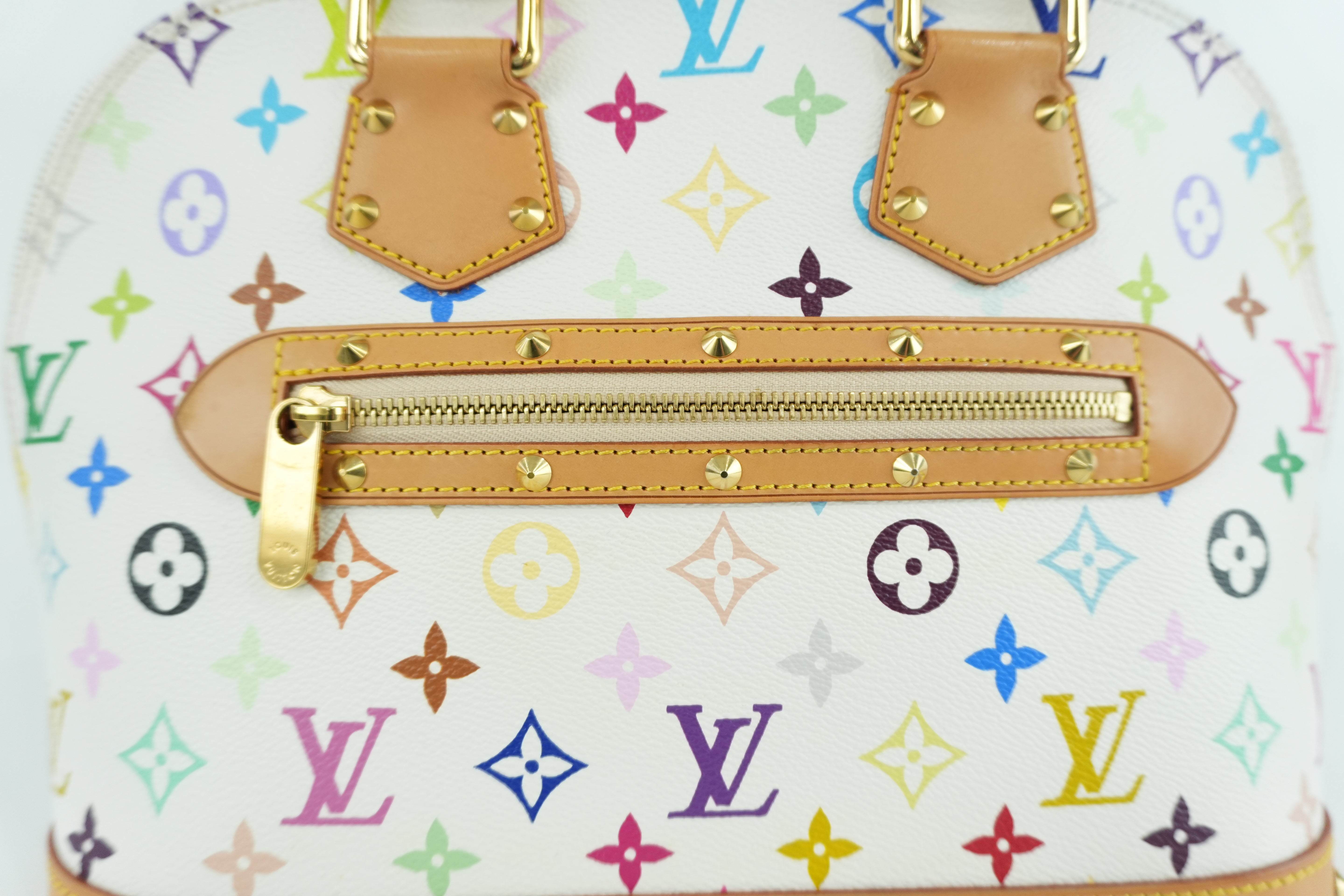 Louis Vuitton Multicolor Alma PM Handbag White Bag