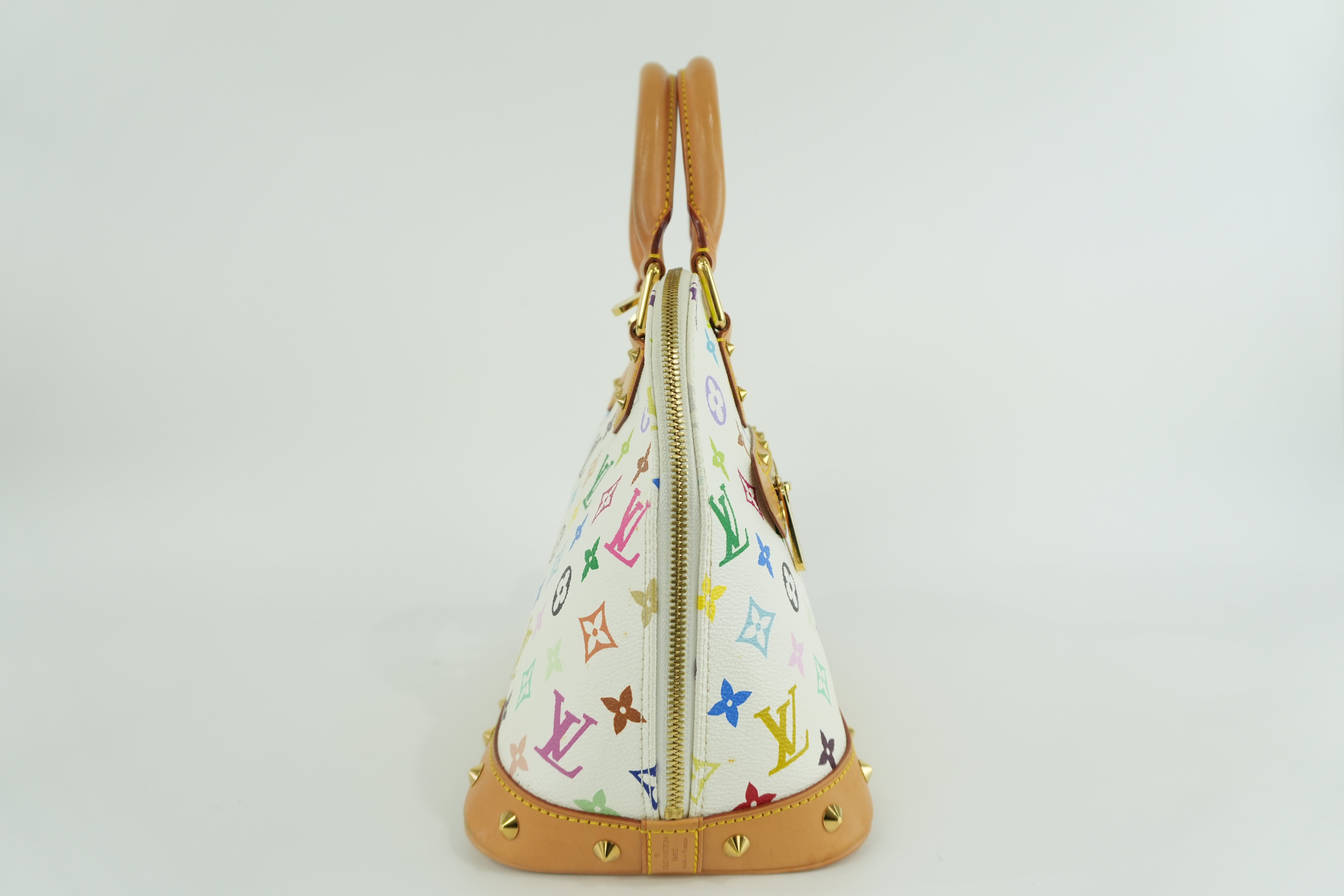 Louis Vuitton Multicolor Alma PM Handbag White Bag